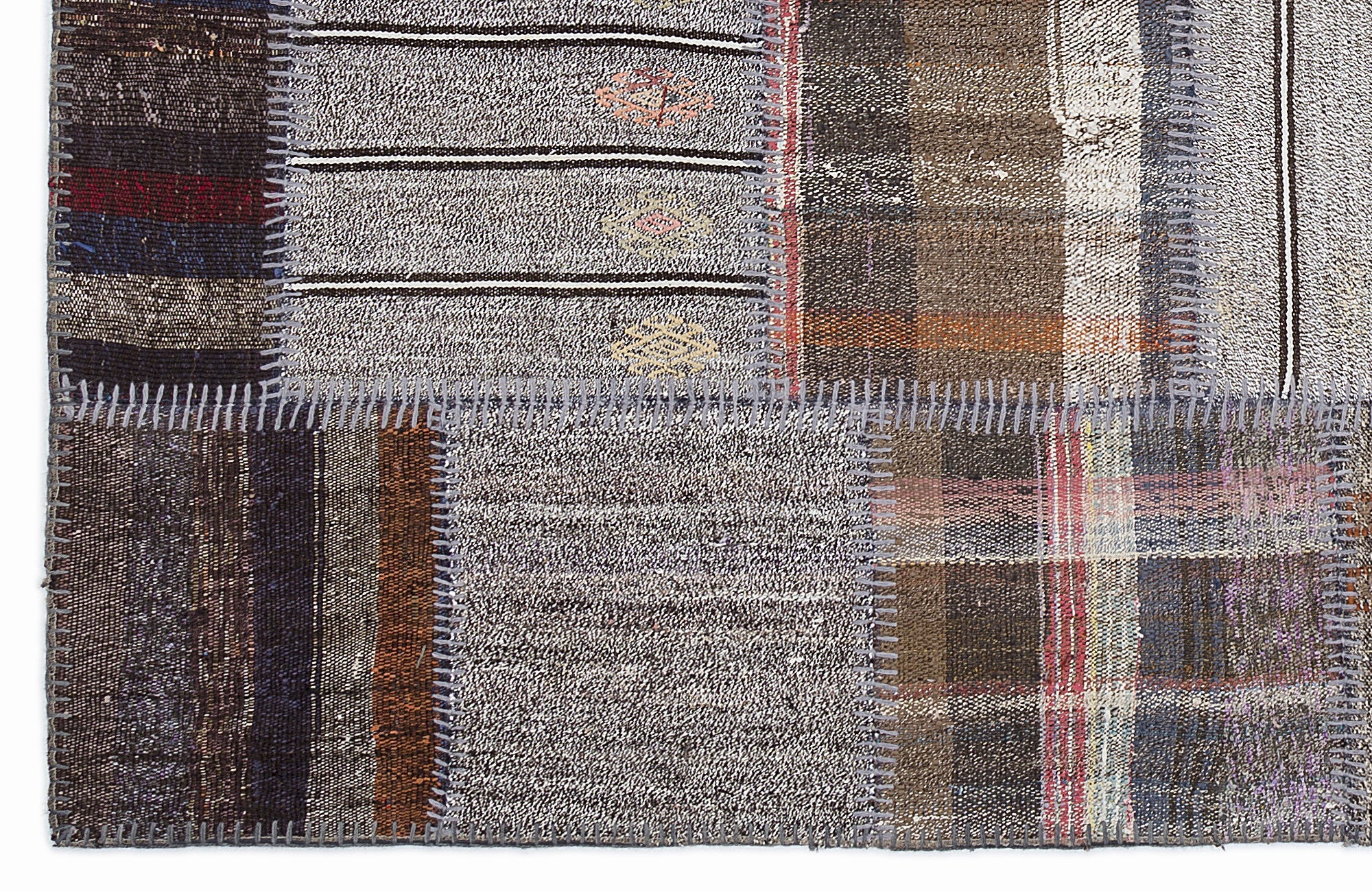 Teselya 1282 Beige Striped Wool Handmade Area Rug 5'3" x 7'7"