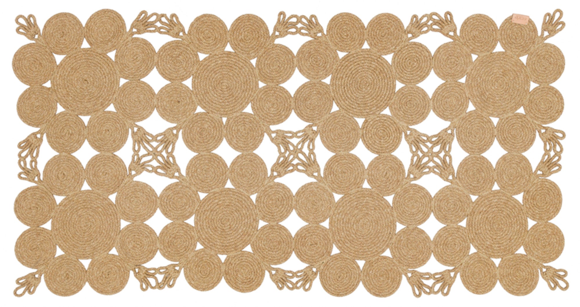 Handmade Jute Rug – Beige Geometric Area Rug With Cotton Yarn & Anti Slip
