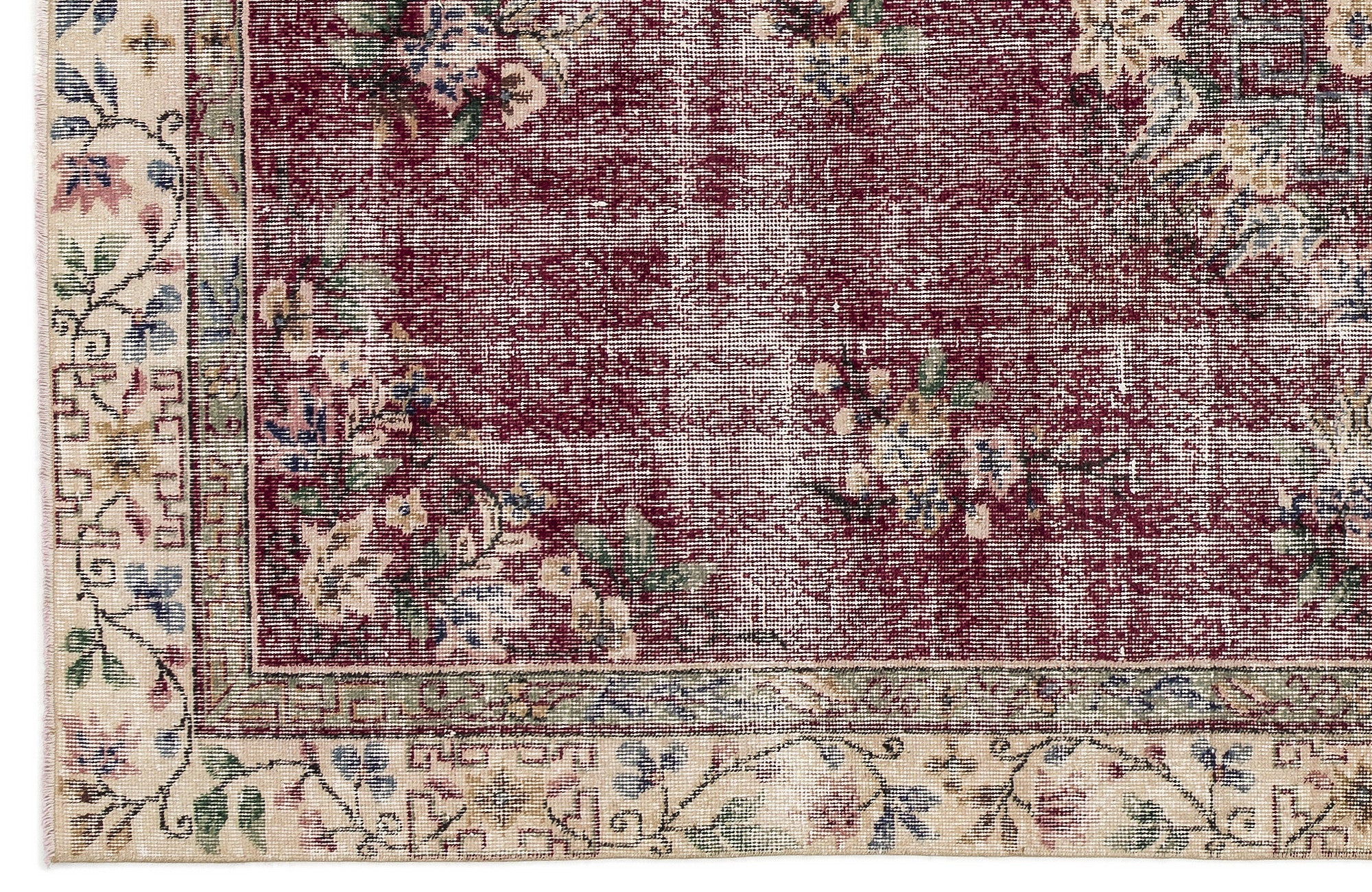 Atina Burgundy Classic Wool Handmade Area Rug 5'5" x 8'8"