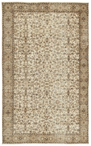 Atina Beige Vintage Wool Handmade Area Rug 5'7" x 9'1"