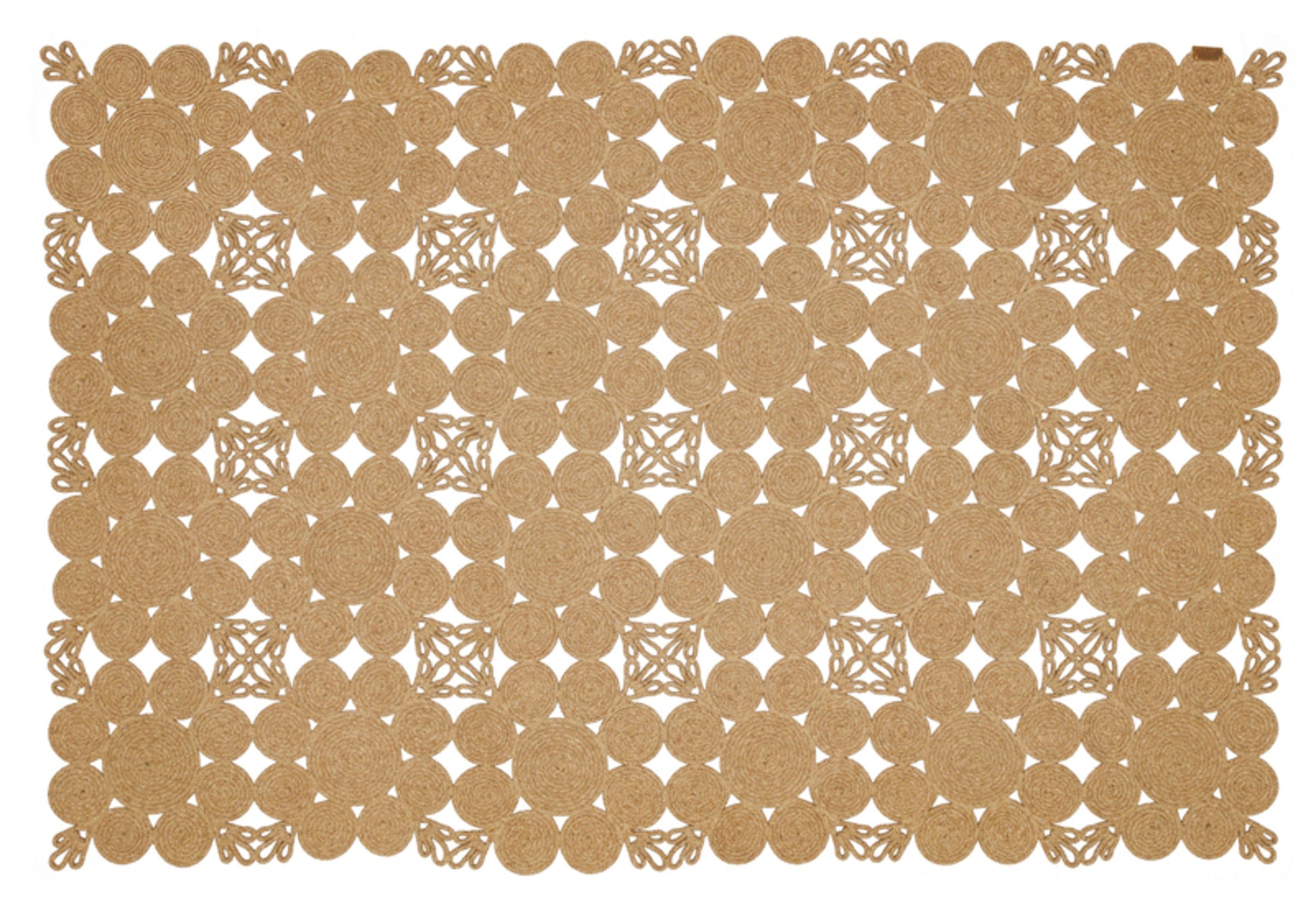Handmade Jute Rug – Beige Geometric Area Rug With Cotton Yarn & Anti Slip