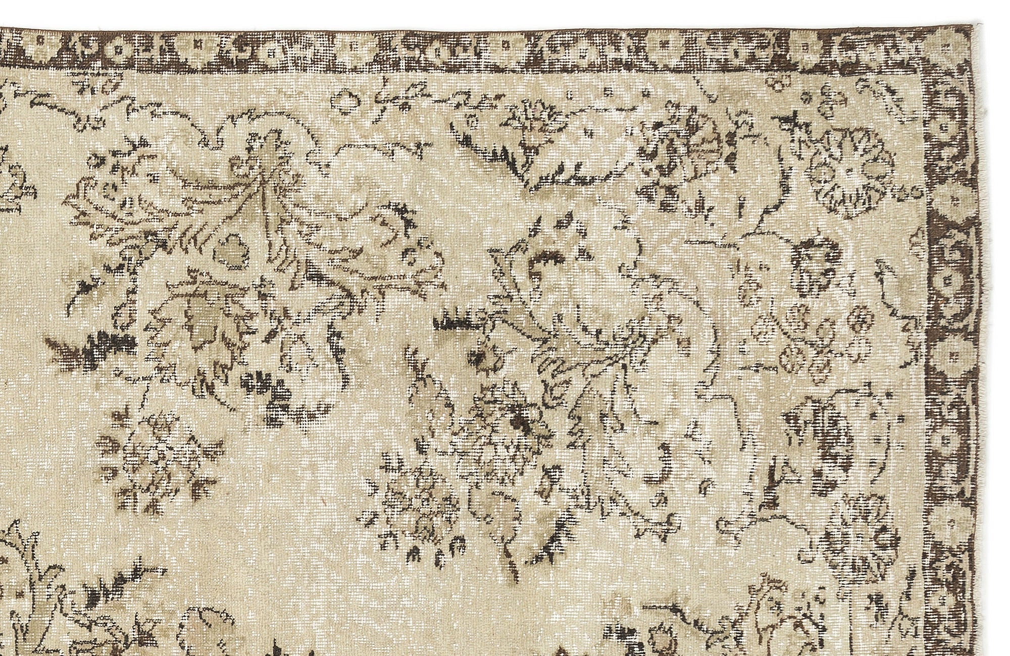 Atina Beige Vintage Wool Handmade Area Rug 6'3" x 10'6"