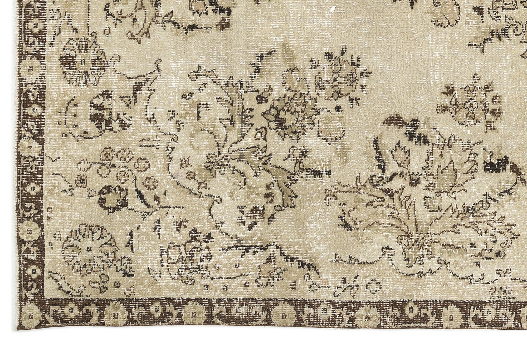 Atina Beige Vintage Wool Handmade Area Rug 6'3" x 10'6"