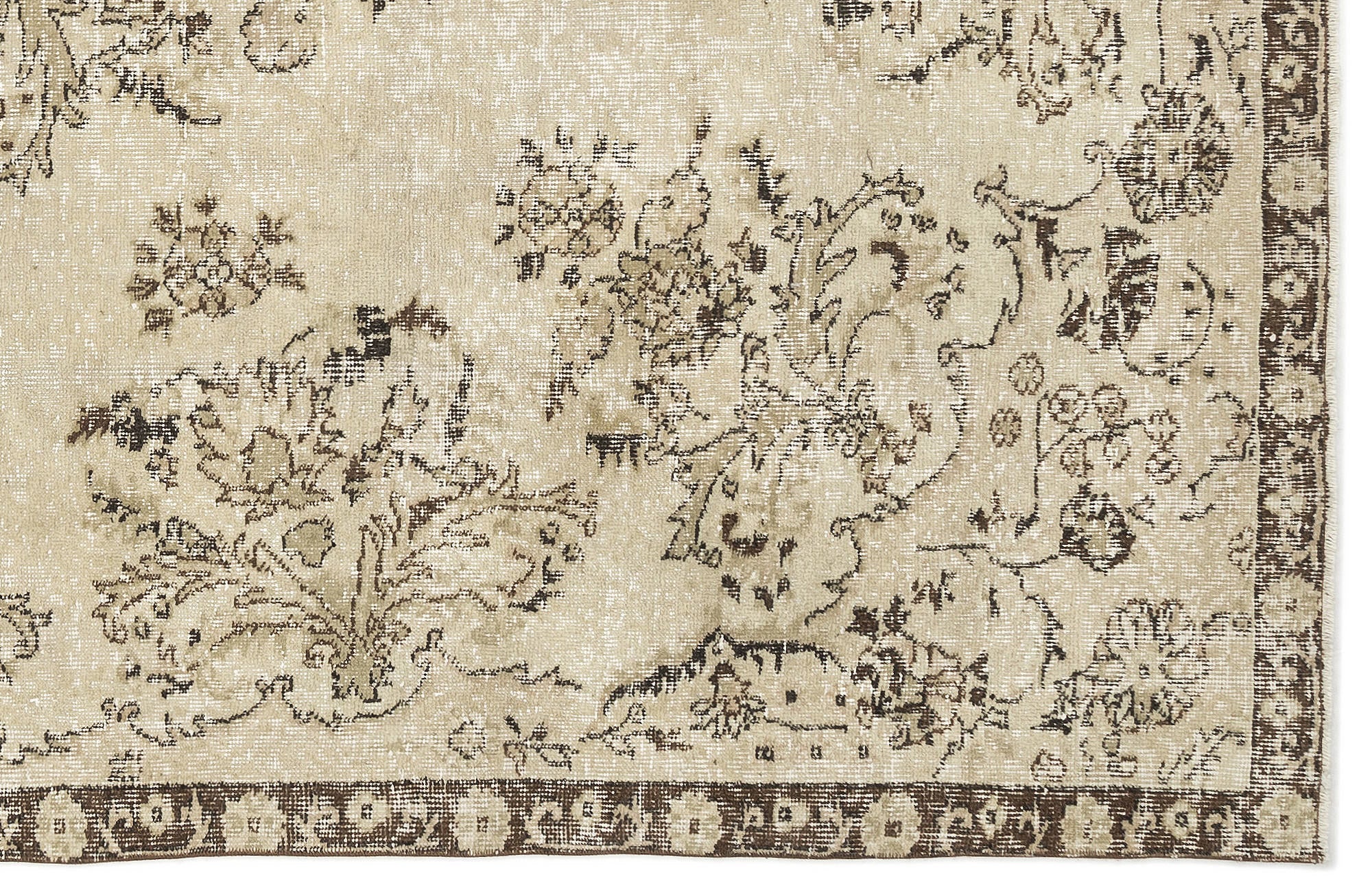 Atina Beige Vintage Wool Handmade Area Rug 6'3" x 10'6"