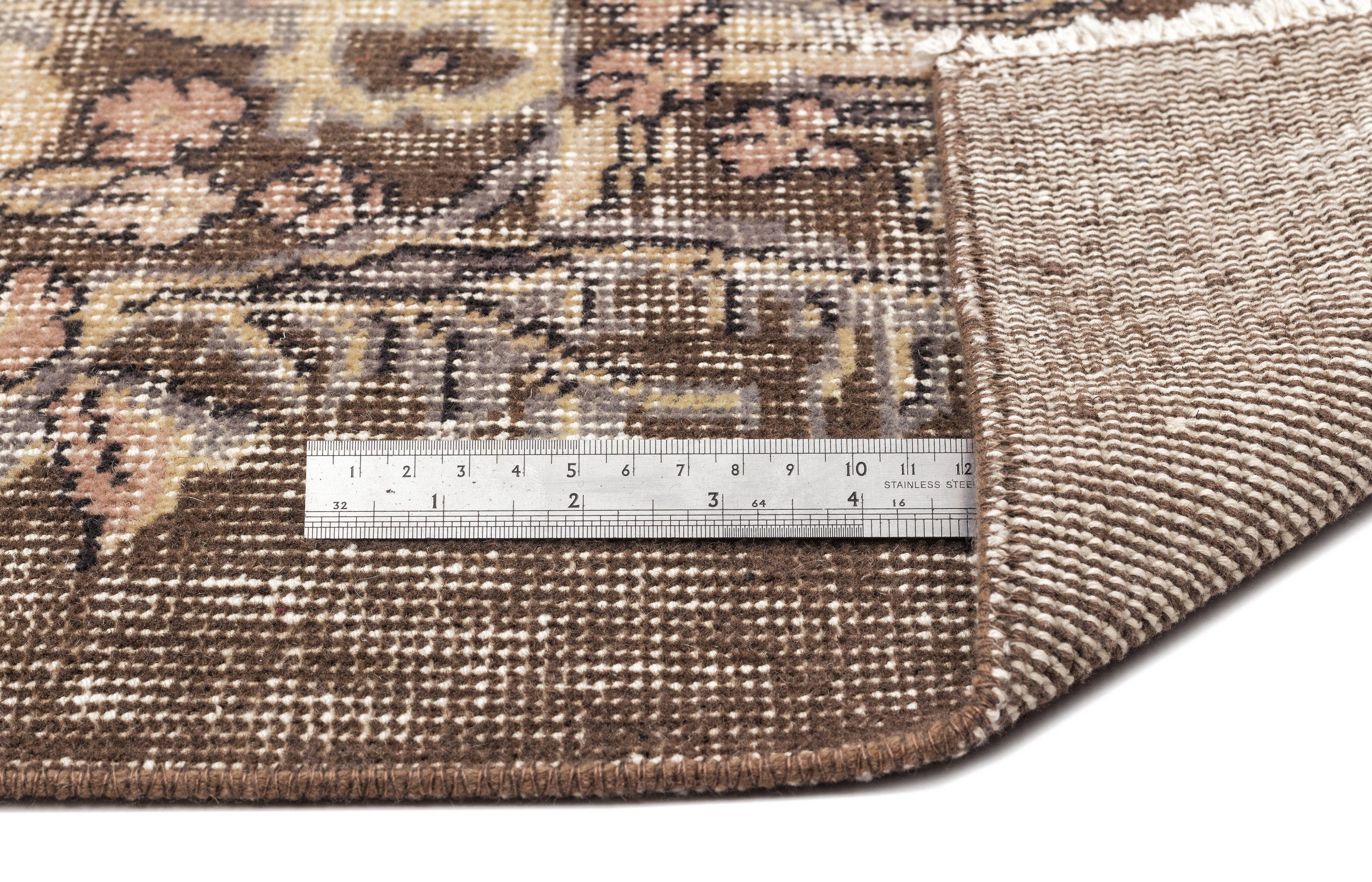 Atina Beige Vintage Wool Handmade Area Rug 5'7" x 9'9"