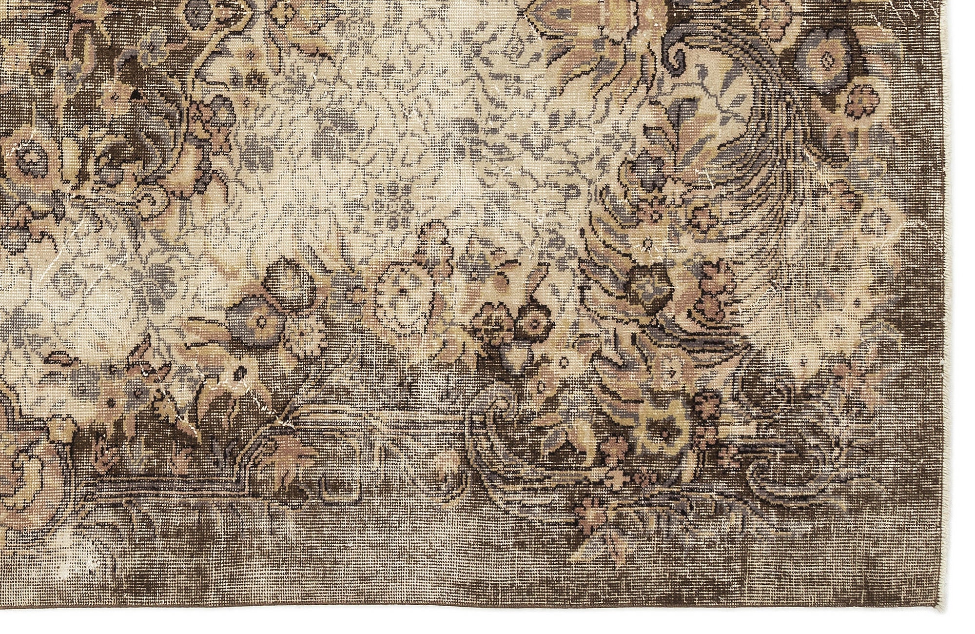 Atina Beige Vintage Wool Handmade Area Rug 5'7" x 9'9"
