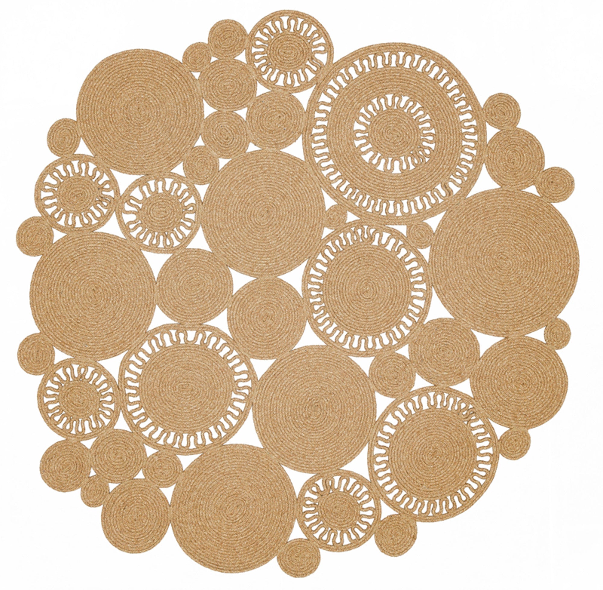 Handmade Jute Rug – Beige Geometric Pattern Cotton Yarn Non Shedding Area Carpet