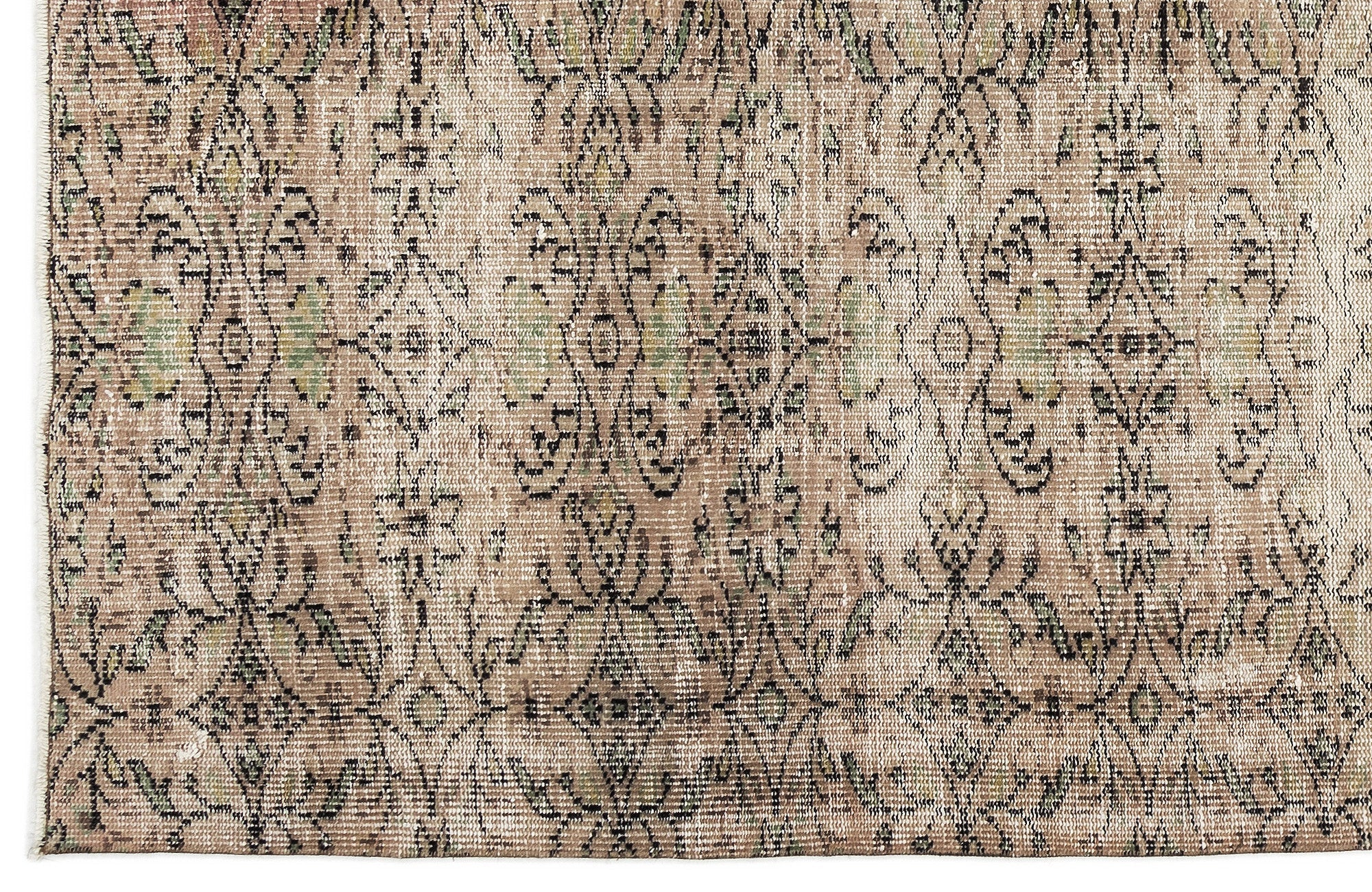 Atina Beige Vintage Wool Handmade Area Rug 6'6" x 8'3"