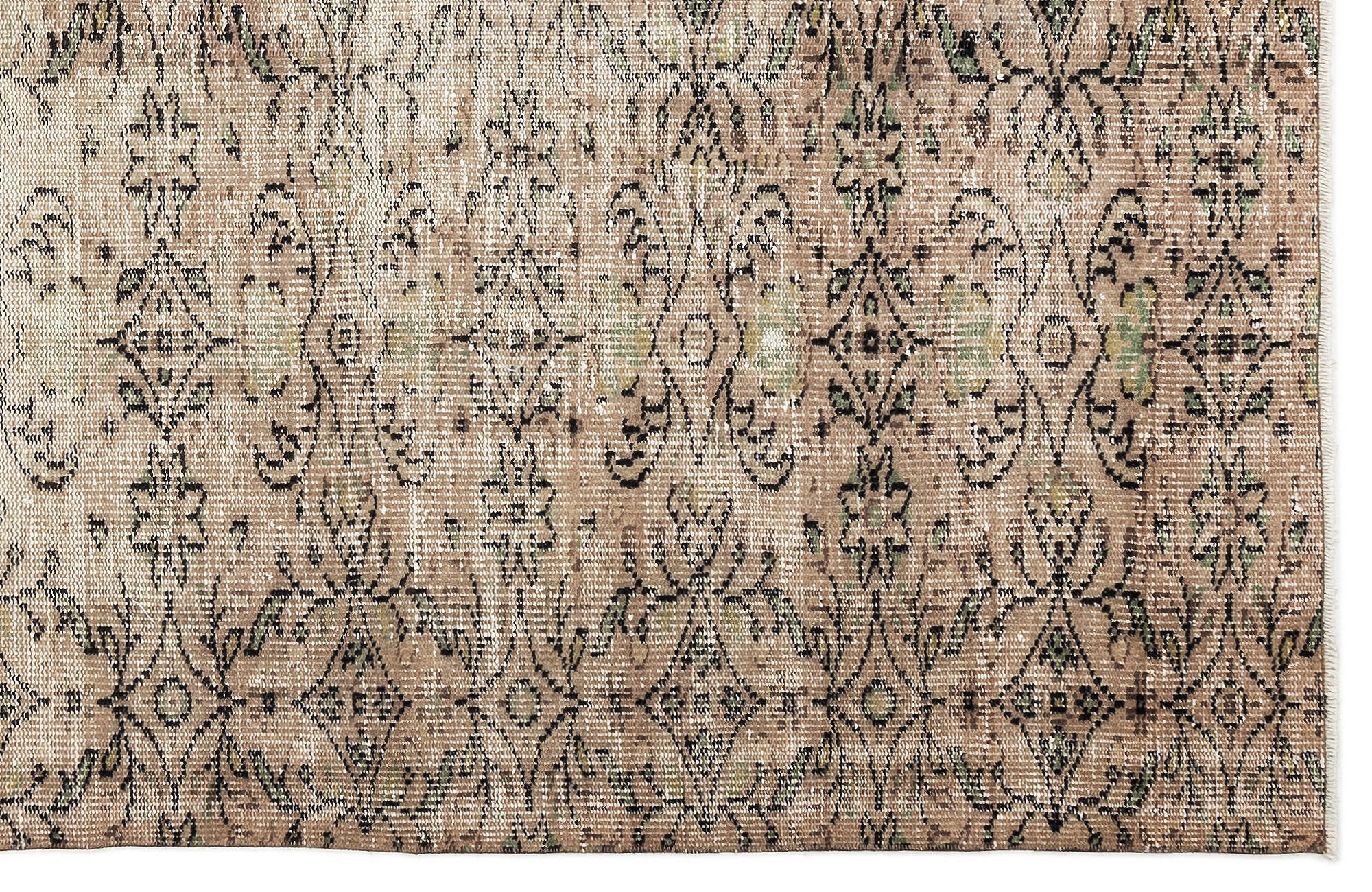 Atina Beige Vintage Wool Handmade Area Rug 6'6" x 8'3"