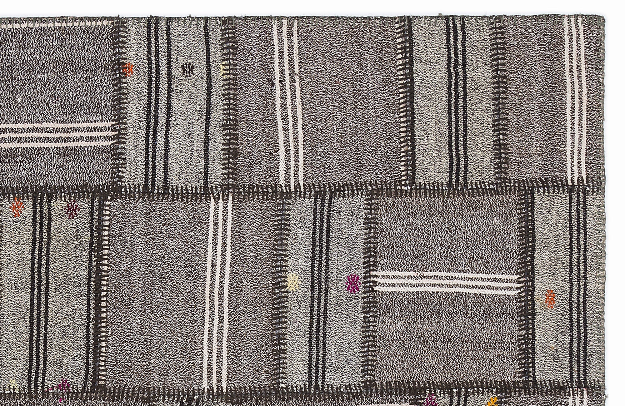 Teselya 1287 Brown Striped Wool Handmade Area Rug 5'3" x 7'7"