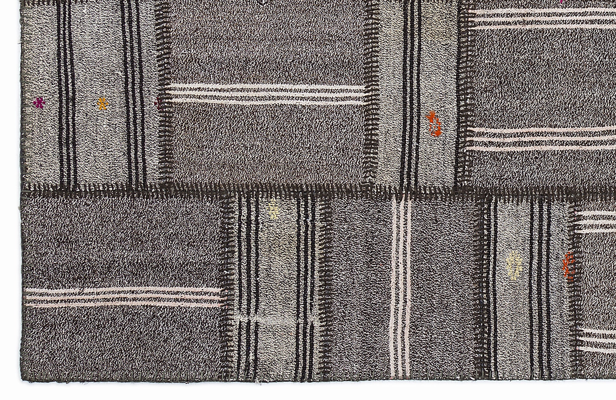 Teselya 1287 Brown Striped Wool Handmade Area Rug 5'3" x 7'7"
