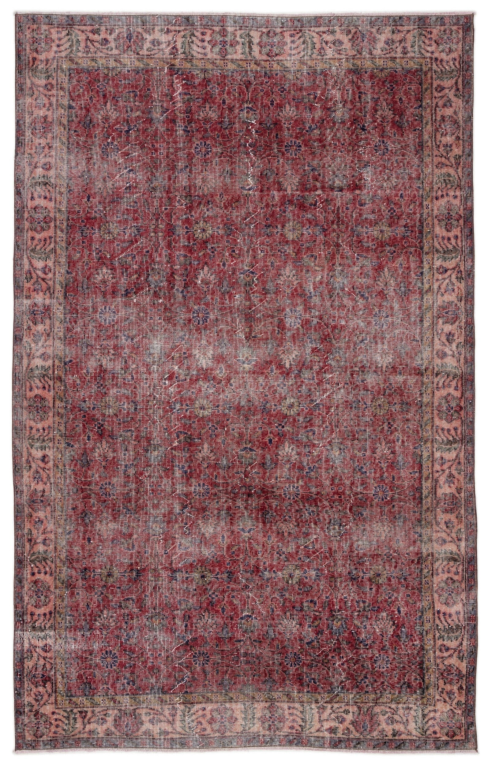 Atina Red Vintage Wool Handmade Area Rug 5'6" x 8'10"