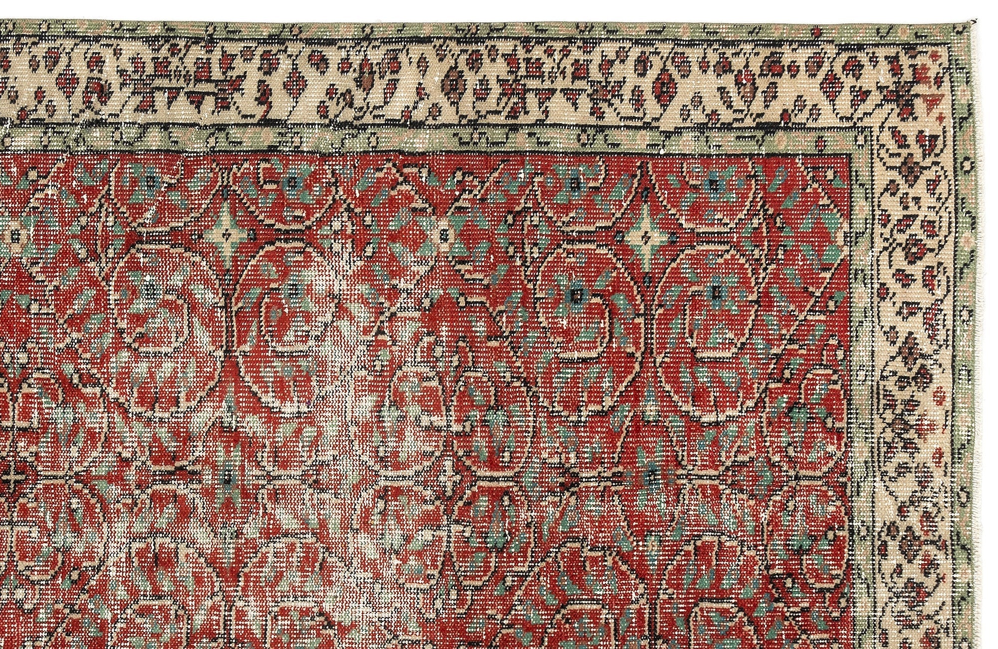 Atina Red Vintage Wool Handmade Area Rug 4'6" x 8'1"