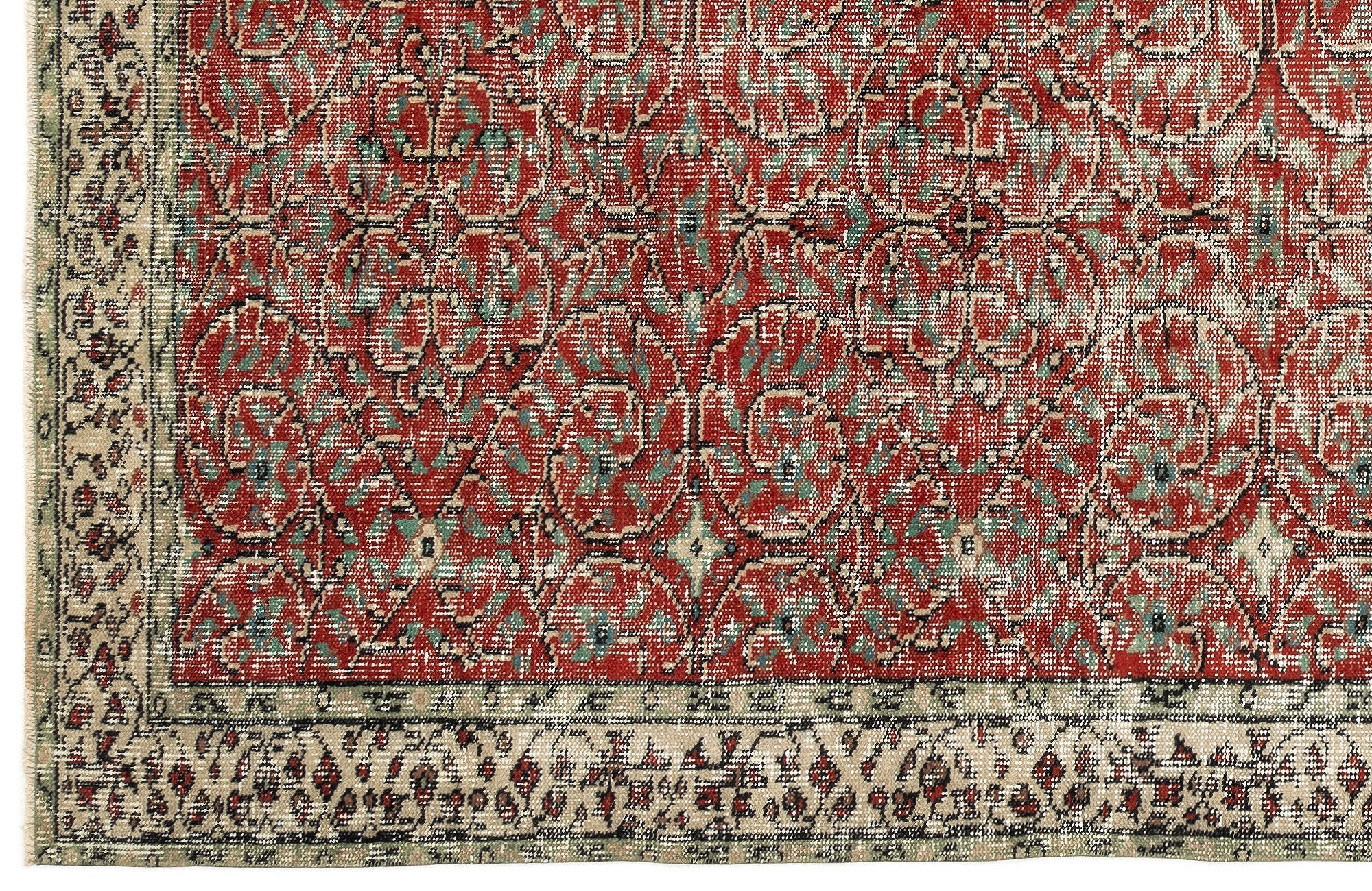 Atina Red Vintage Wool Handmade Area Rug 4'6" x 8'1"