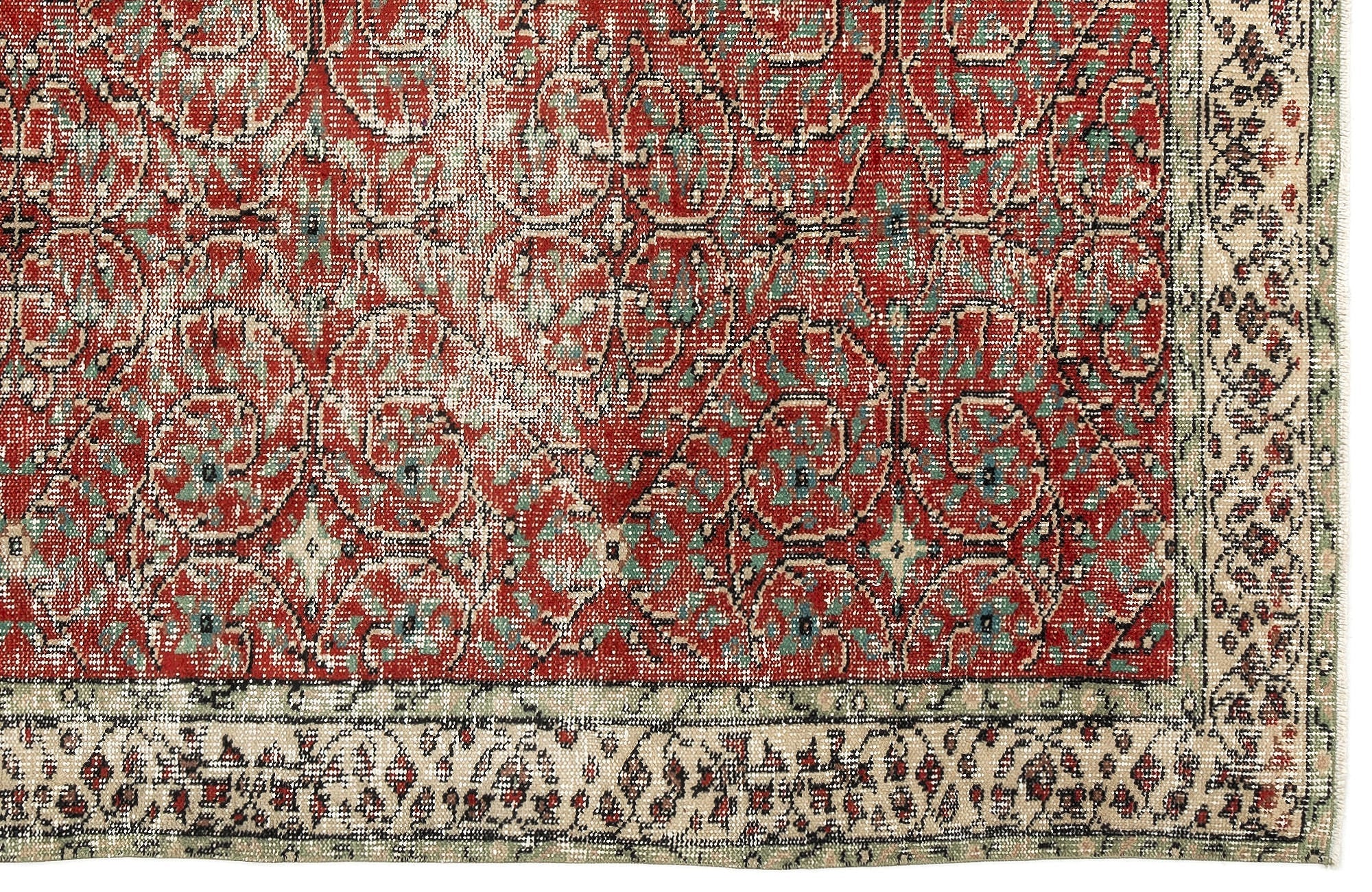 Atina Red Vintage Wool Handmade Area Rug 4'6" x 8'1"
