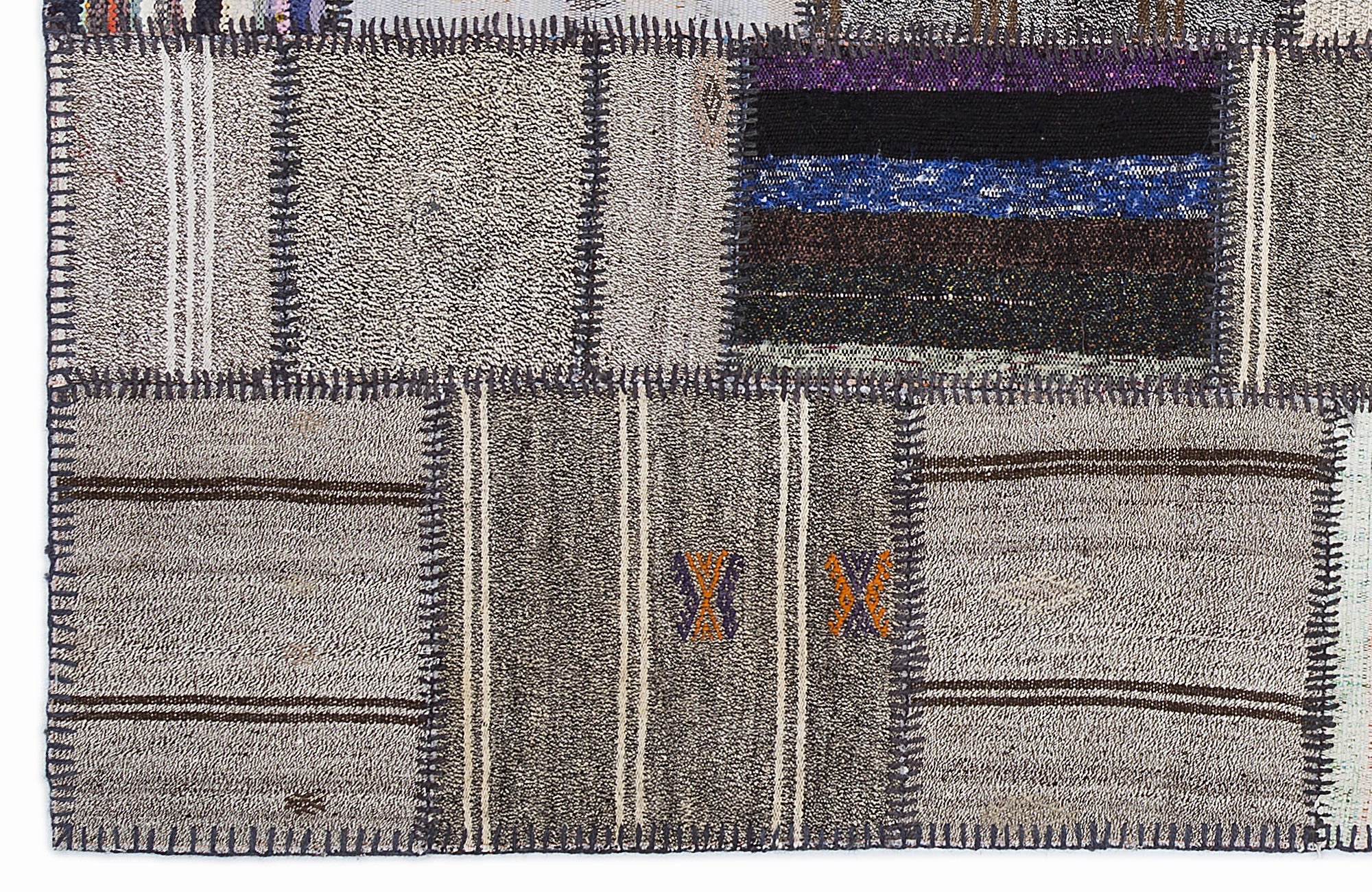 Teselya 1293 Beige Striped Wool Handmade Area Rug 5'3" x 7'7"