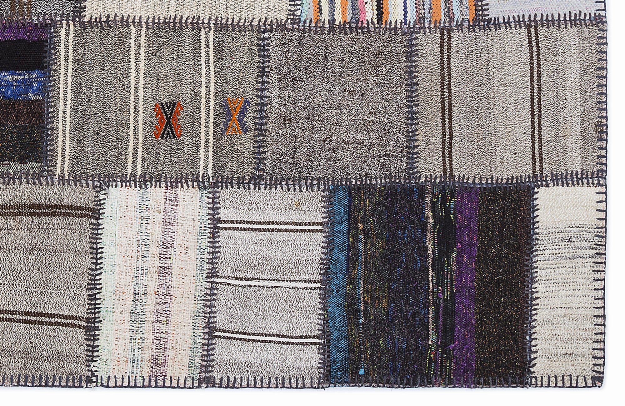 Teselya 1293 Beige Striped Wool Handmade Area Rug 5'3" x 7'7"