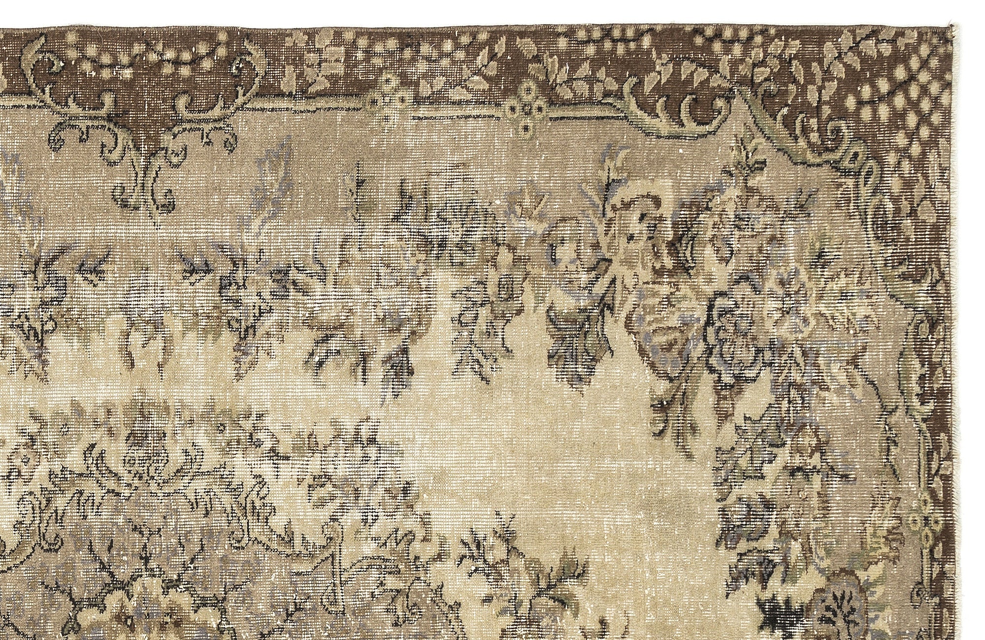 Atina Beige Vintage Wool Handmade Area Rug 5'1" x 10'8"