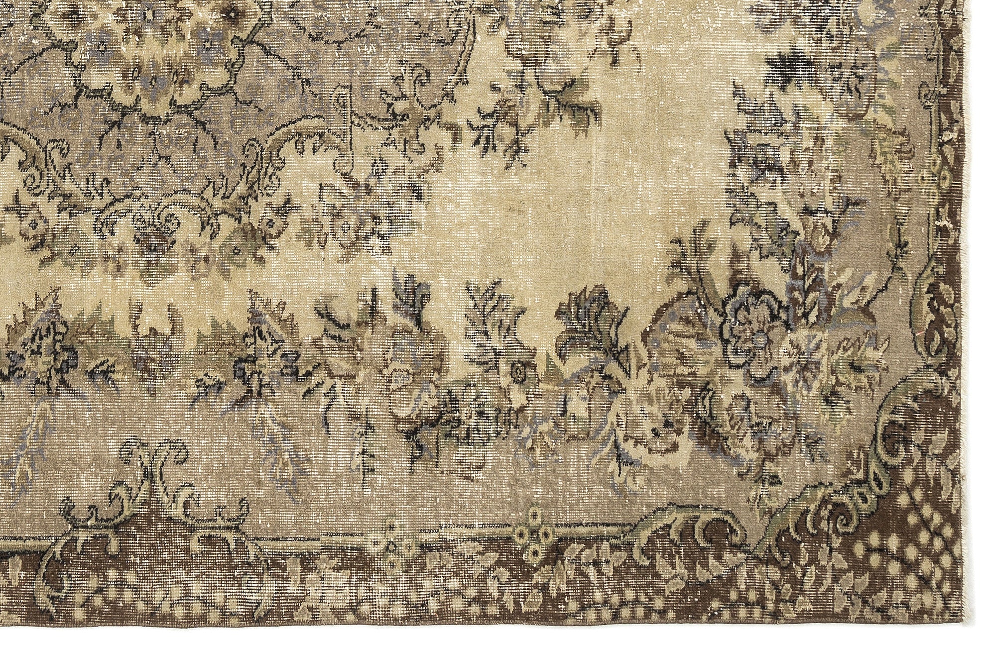 Atina Beige Vintage Wool Handmade Area Rug 5'1" x 10'8"