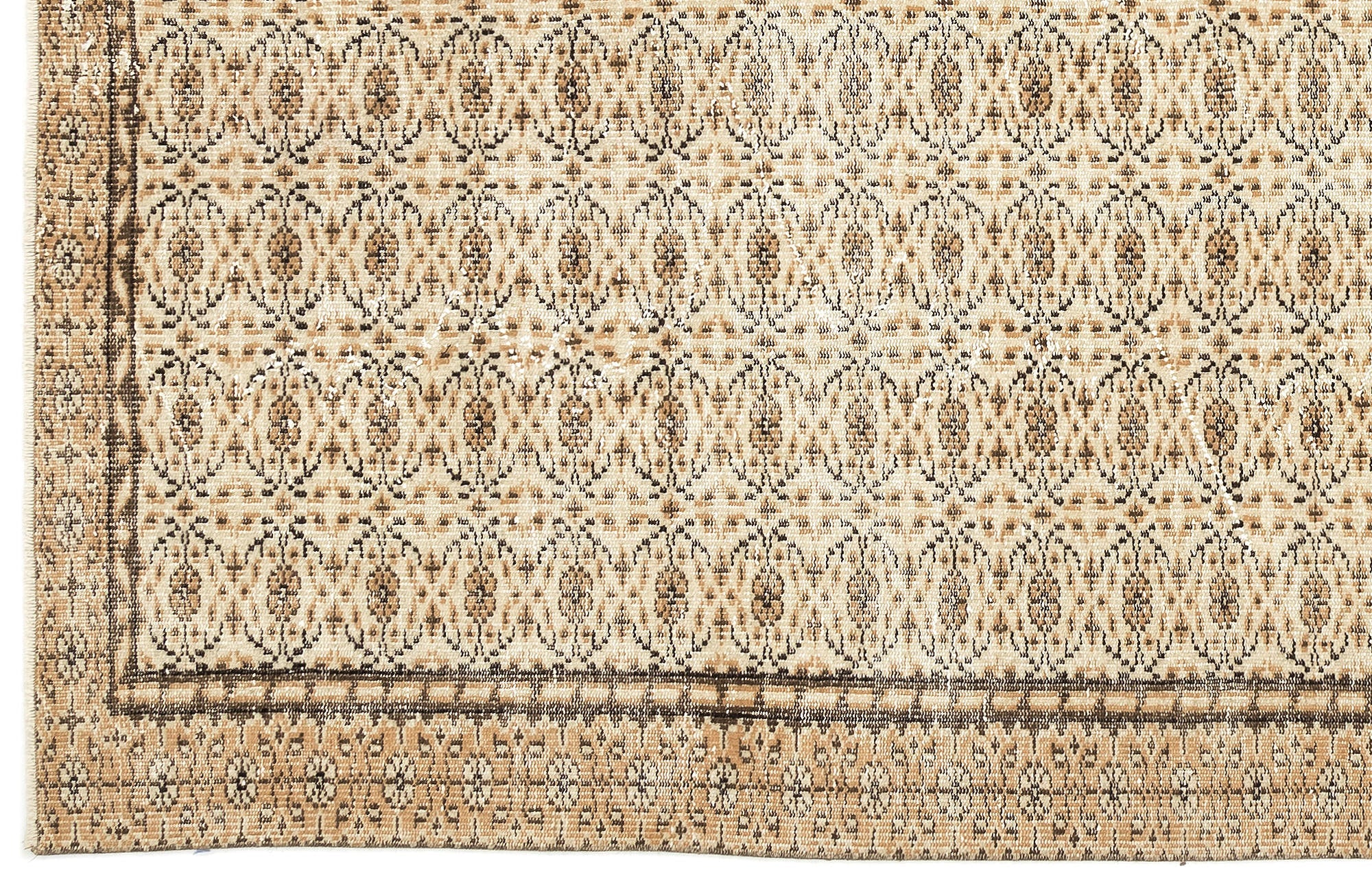 Atina Beige Vintage Wool Handmade Area Rug 5'10" x 10'1"