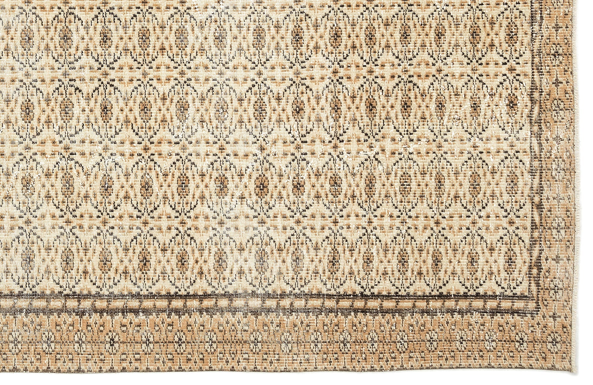 Atina Beige Vintage Wool Handmade Area Rug 5'10" x 10'1"