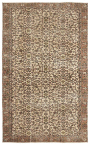 Atina Beige Vintage Wool Handmade Area Rug 5'7" x 9'0"