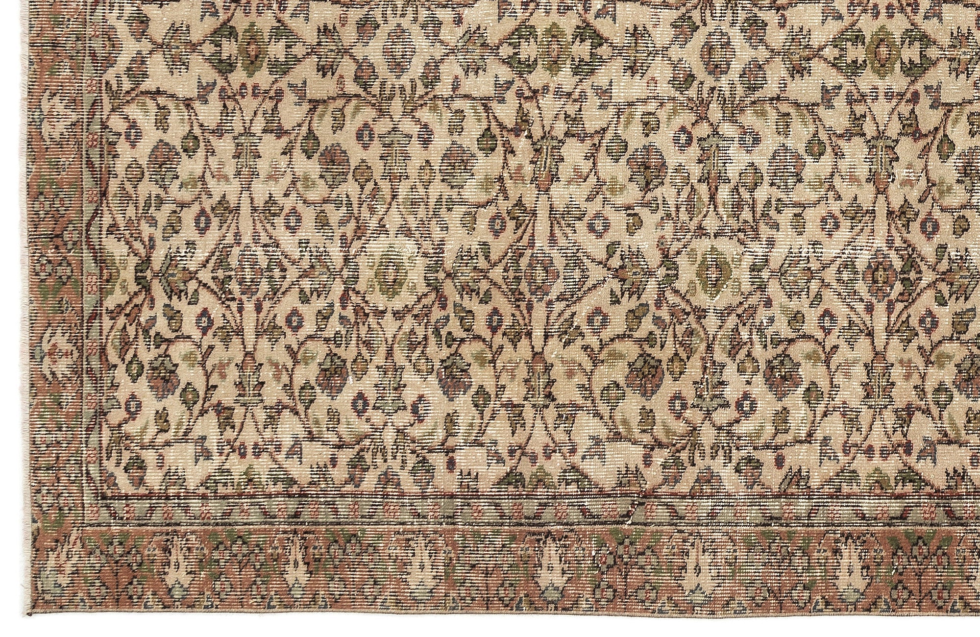 Atina Beige Vintage Wool Handmade Area Rug 5'7" x 9'0"