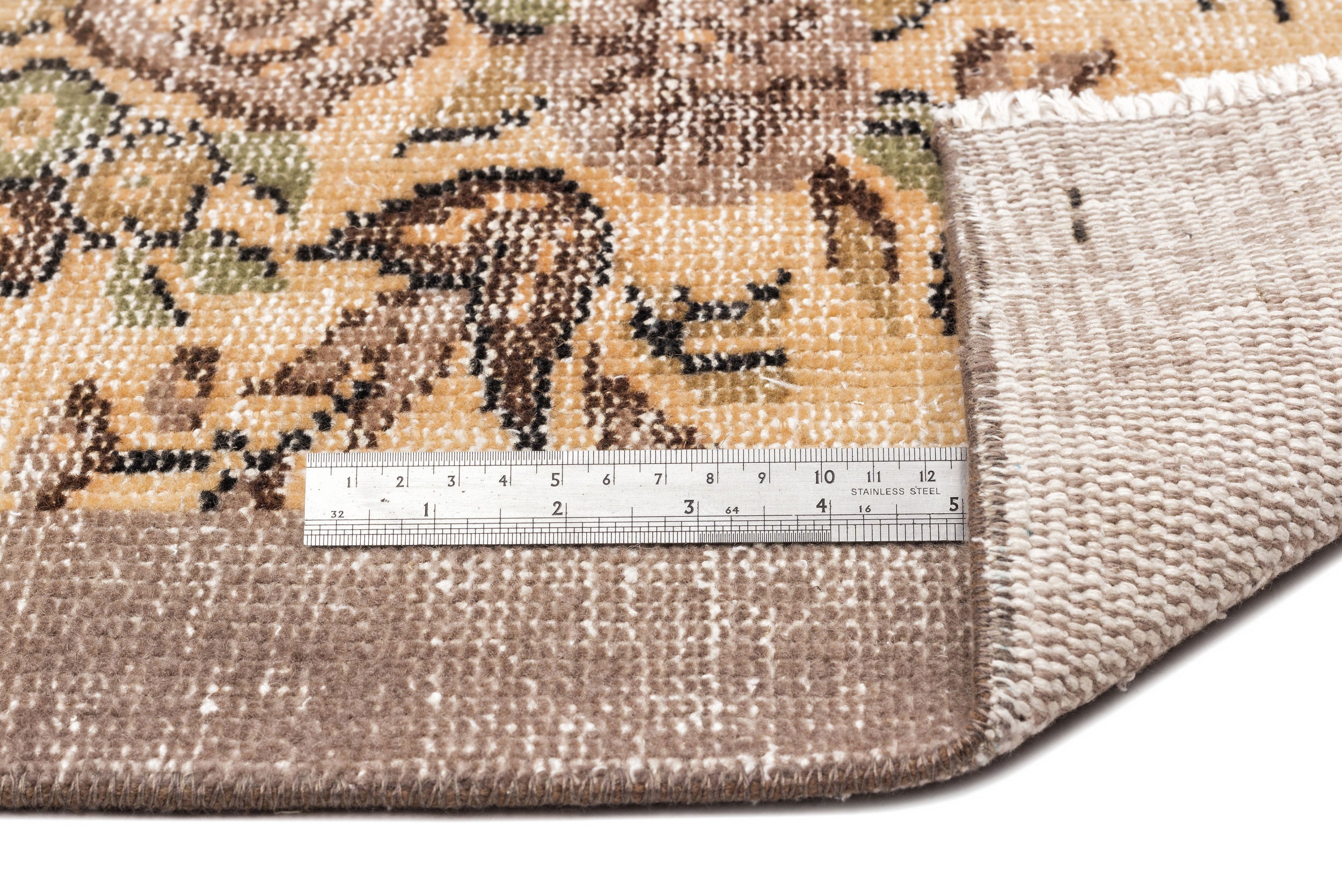 Atina Beige Vintage Wool Handmade Area Rug 5'9" x 8'6"