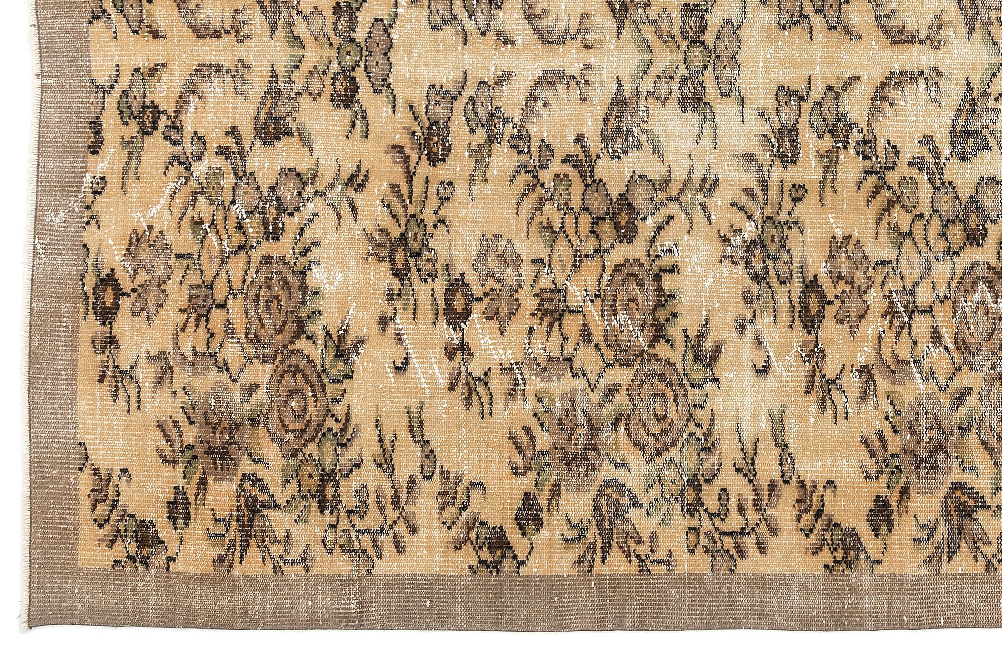 Atina Beige Vintage Wool Handmade Area Rug 5'9" x 8'6"