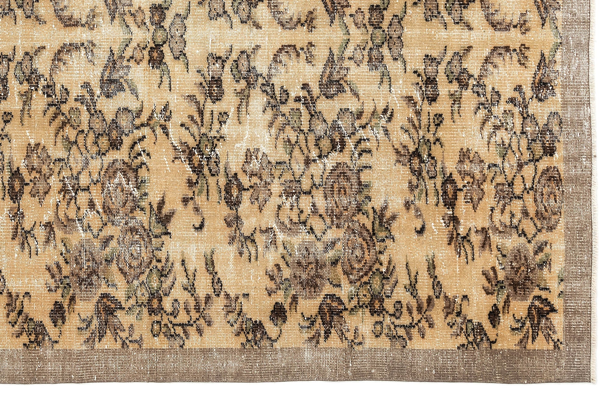 Atina Beige Vintage Wool Handmade Area Rug 5'9" x 8'6"