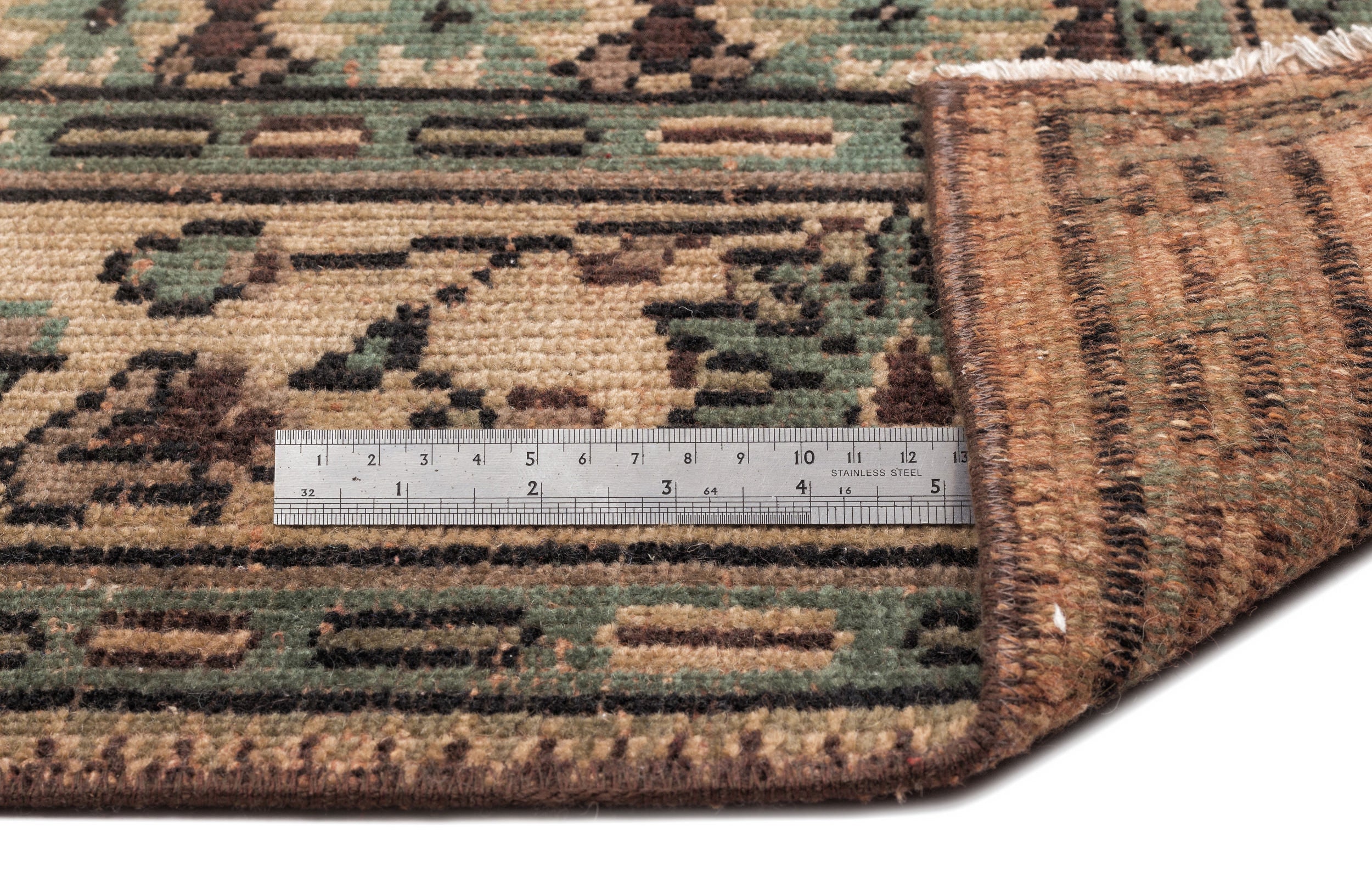 Atina Beige Vintage Wool Handmade Area Rug 5'9" x 8'9"