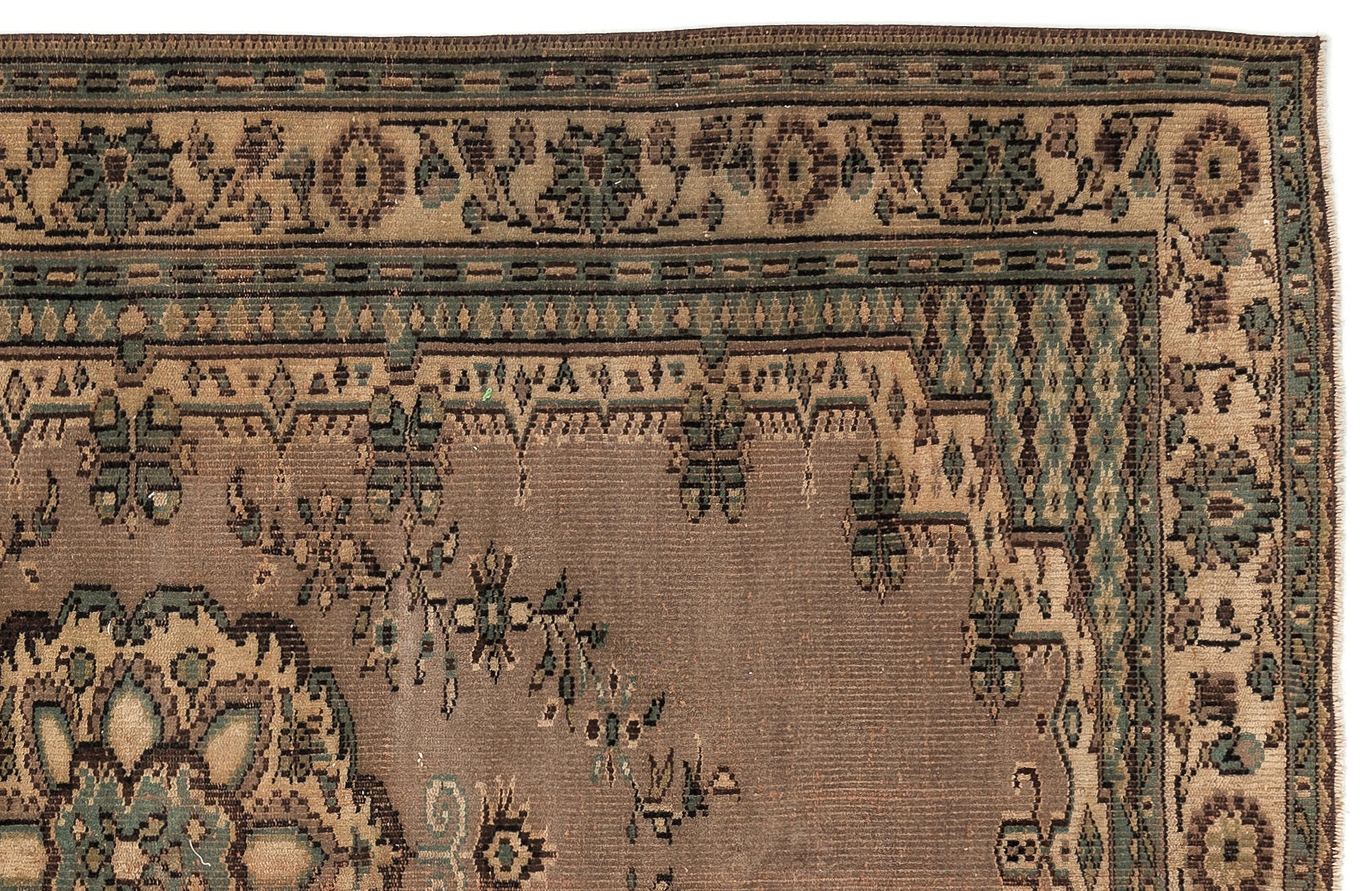 Atina Beige Vintage Wool Handmade Area Rug 5'9" x 8'9"