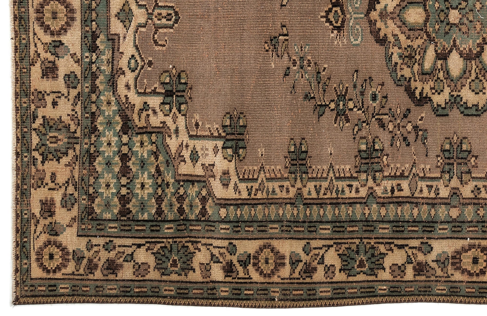 Atina Beige Vintage Wool Handmade Area Rug 5'9" x 8'9"