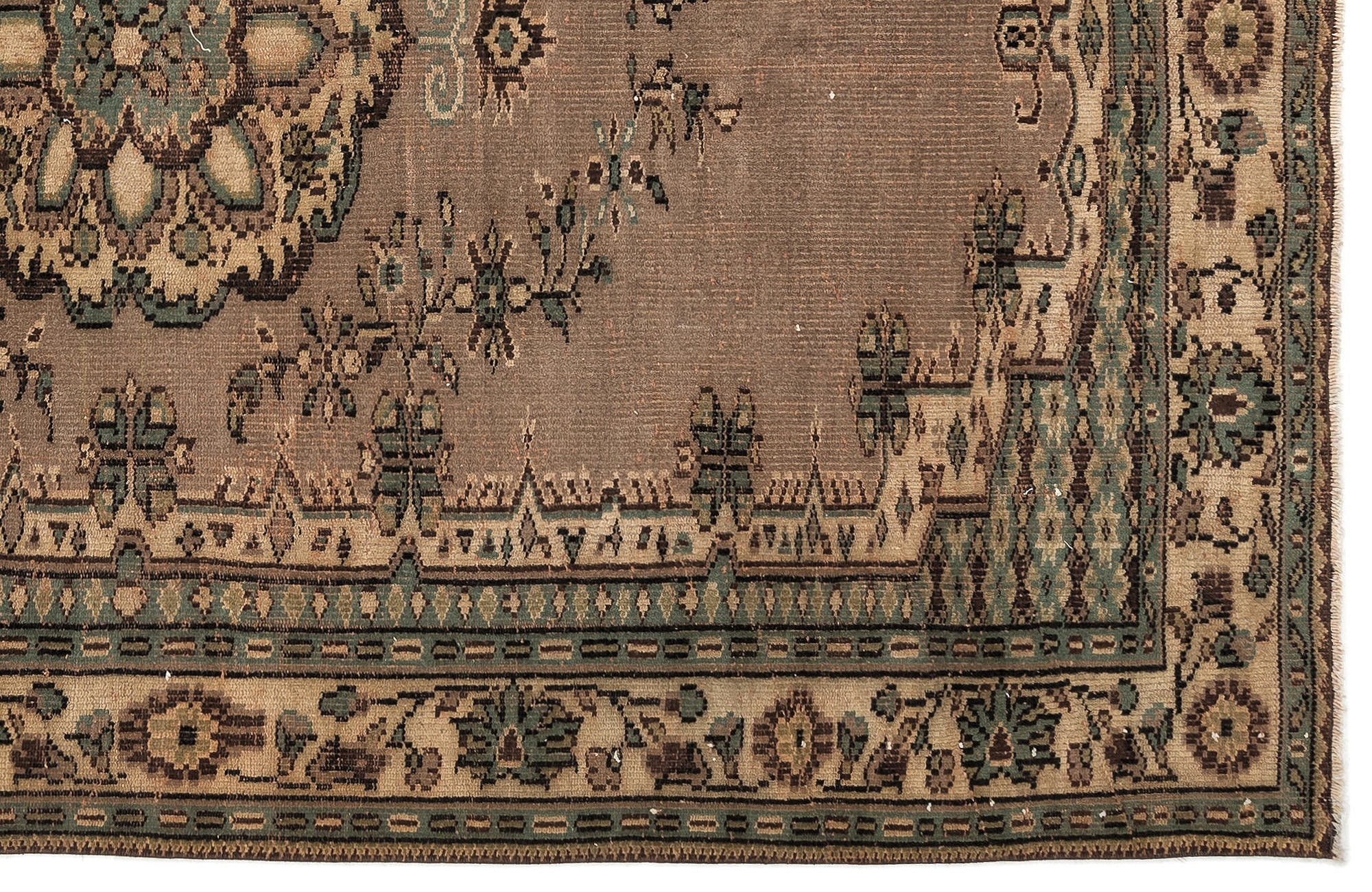 Atina Beige Vintage Wool Handmade Area Rug 5'9" x 8'9"
