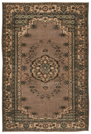 Atina Beige Vintage Wool Handmade Area Rug 5'9" x 8'9"