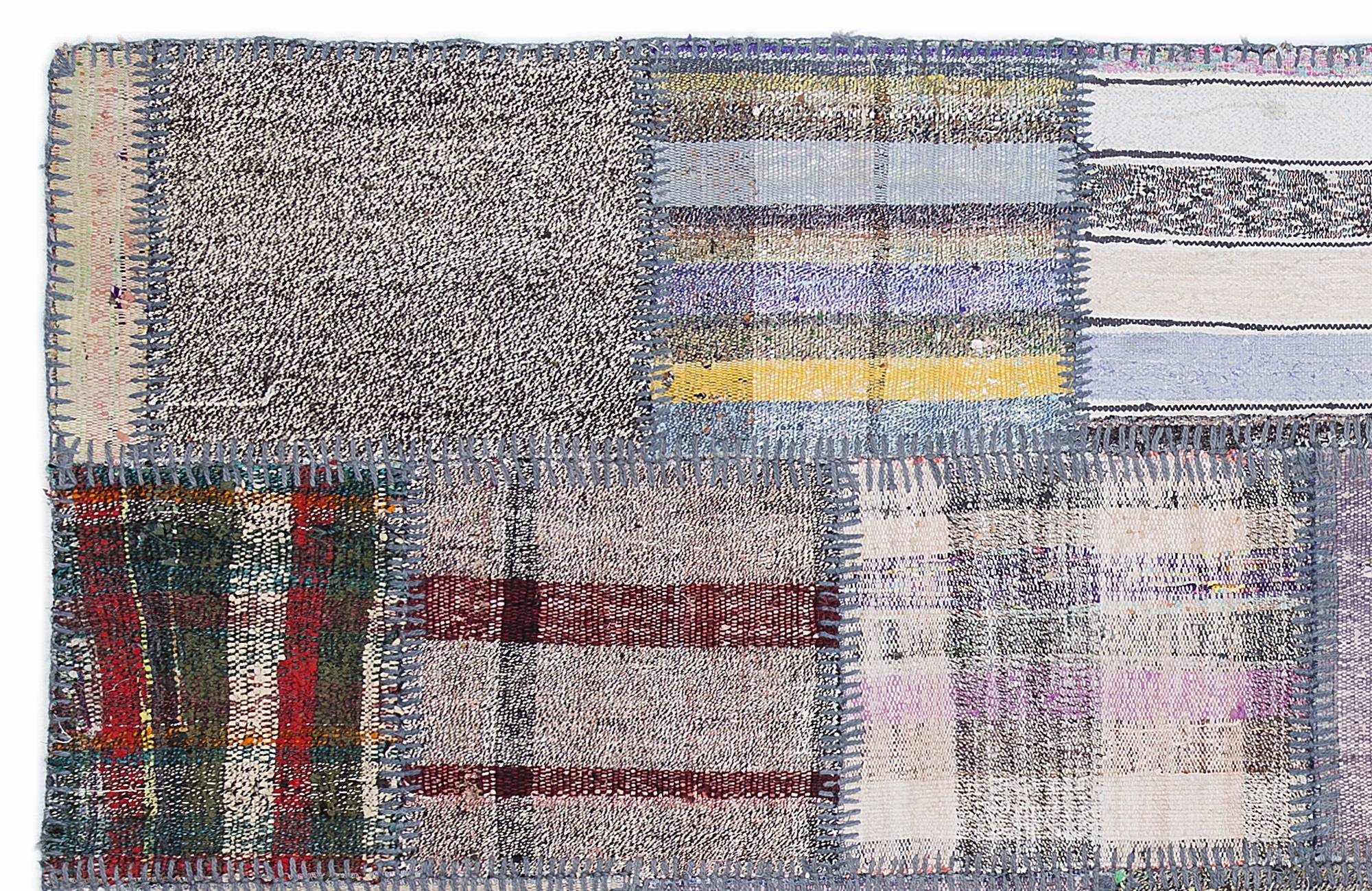 Teselya 1296 Beige Striped Wool Handmade Area Rug 5'3" x 7'7"