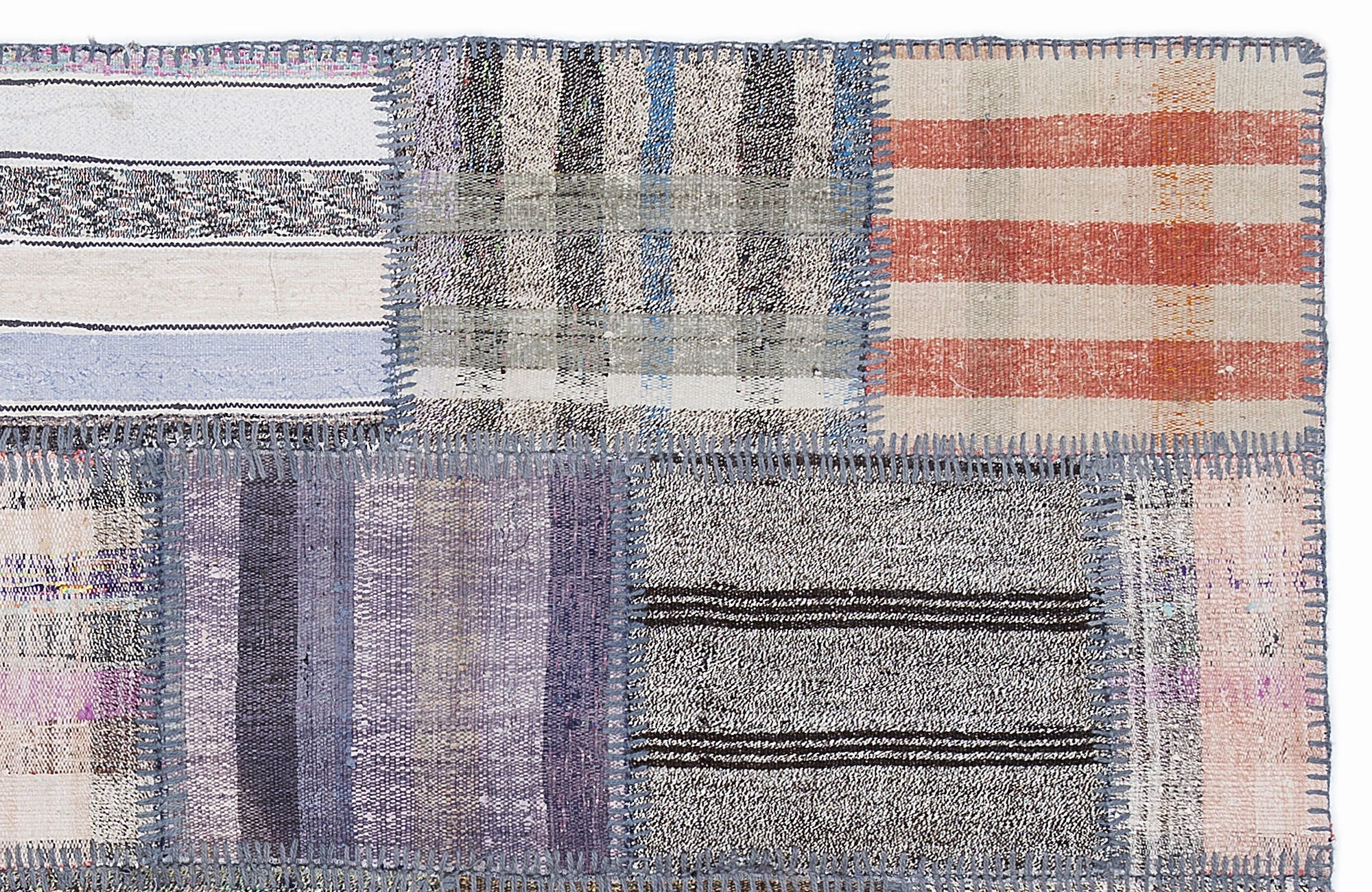 Teselya 1296 Beige Striped Wool Handmade Area Rug 5'3" x 7'7"