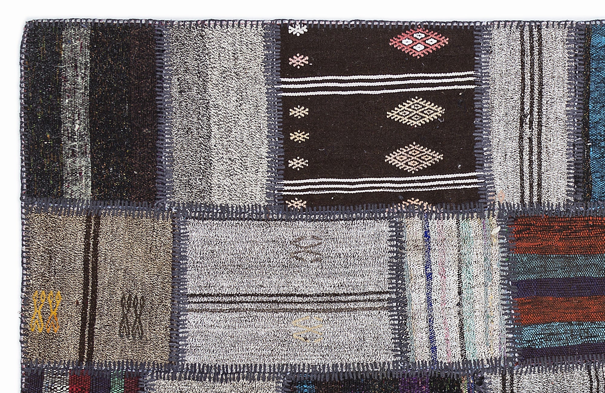 Teselya 1298 Beige Striped Wool Handmade Area Rug 5'3" x 7'7"