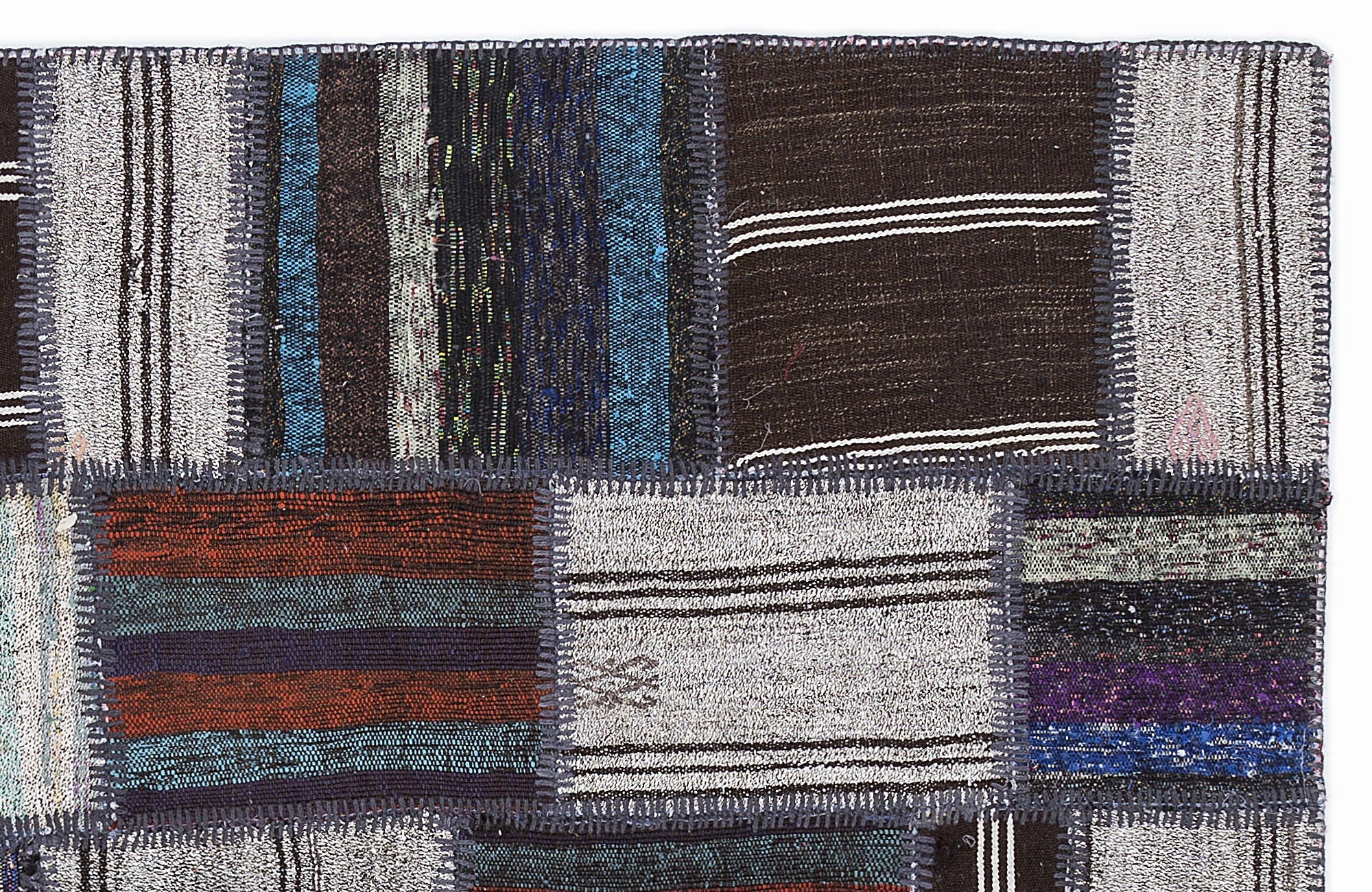 Teselya 1298 Beige Striped Wool Handmade Area Rug 5'3" x 7'7"