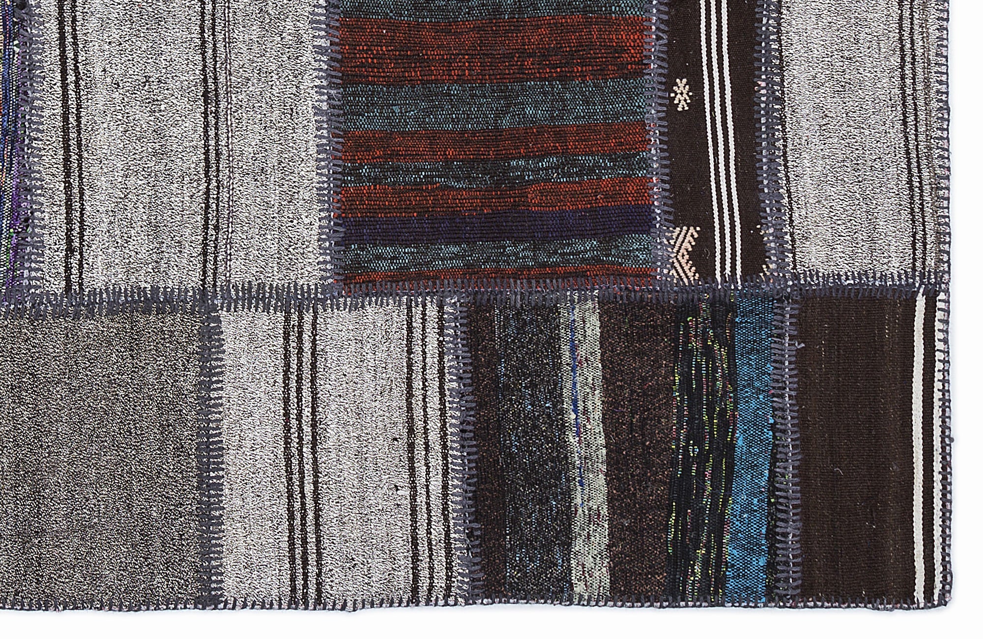Teselya 1298 Beige Striped Wool Handmade Area Rug 5'3" x 7'7"