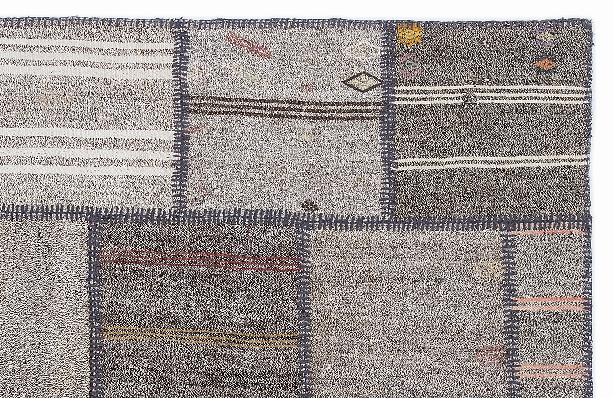 Teselya 1299 Brown Striped Wool Handmade Area Rug 5'3" x 7'7"