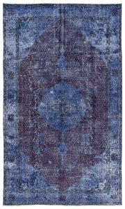 Atina Blue Vintage Wool Handmade Area Rug 5'11" x 10'2"