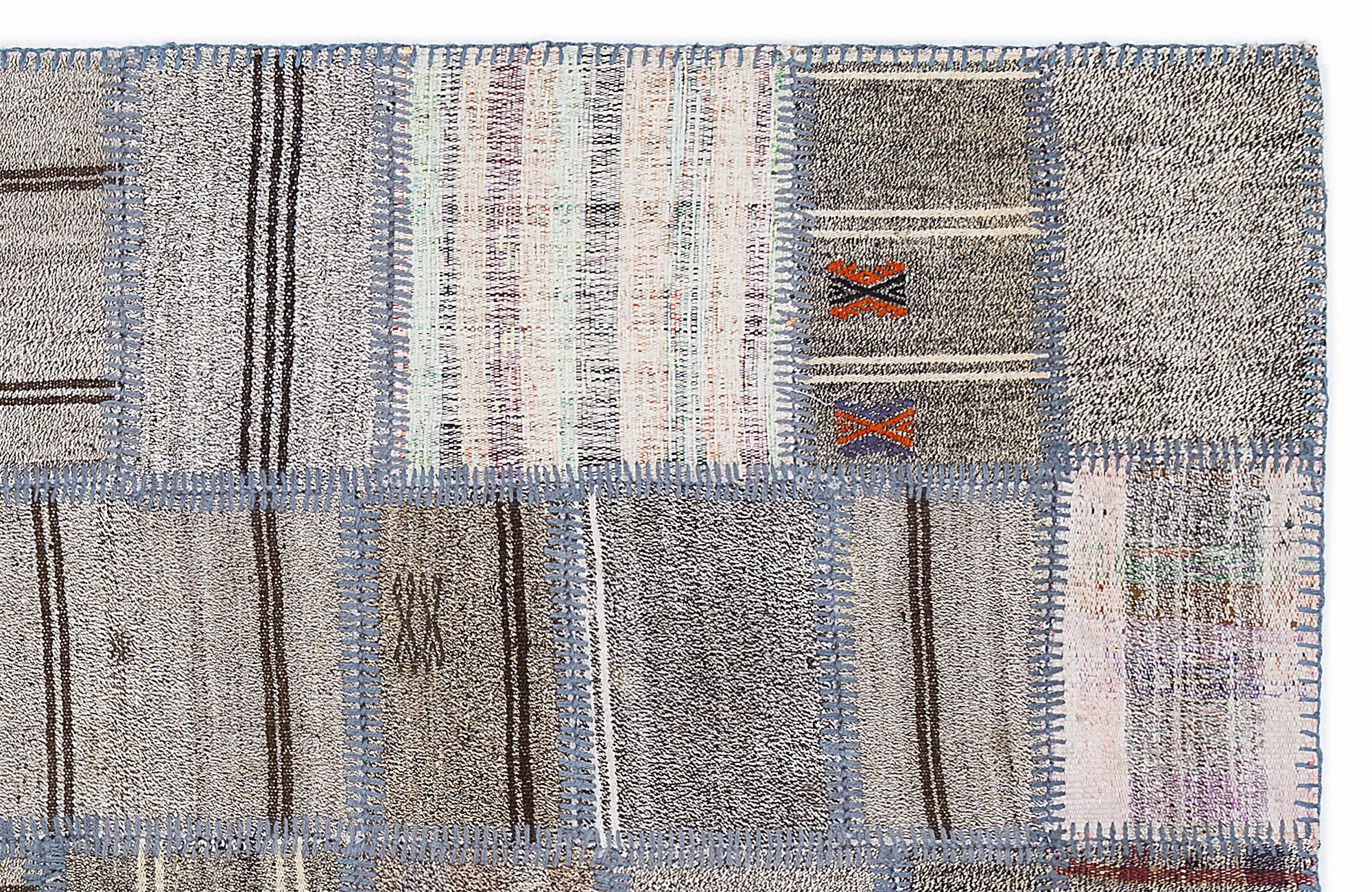 Teselya 1300 Brown Striped Wool Handmade Area Rug 5'3" x 7'7"