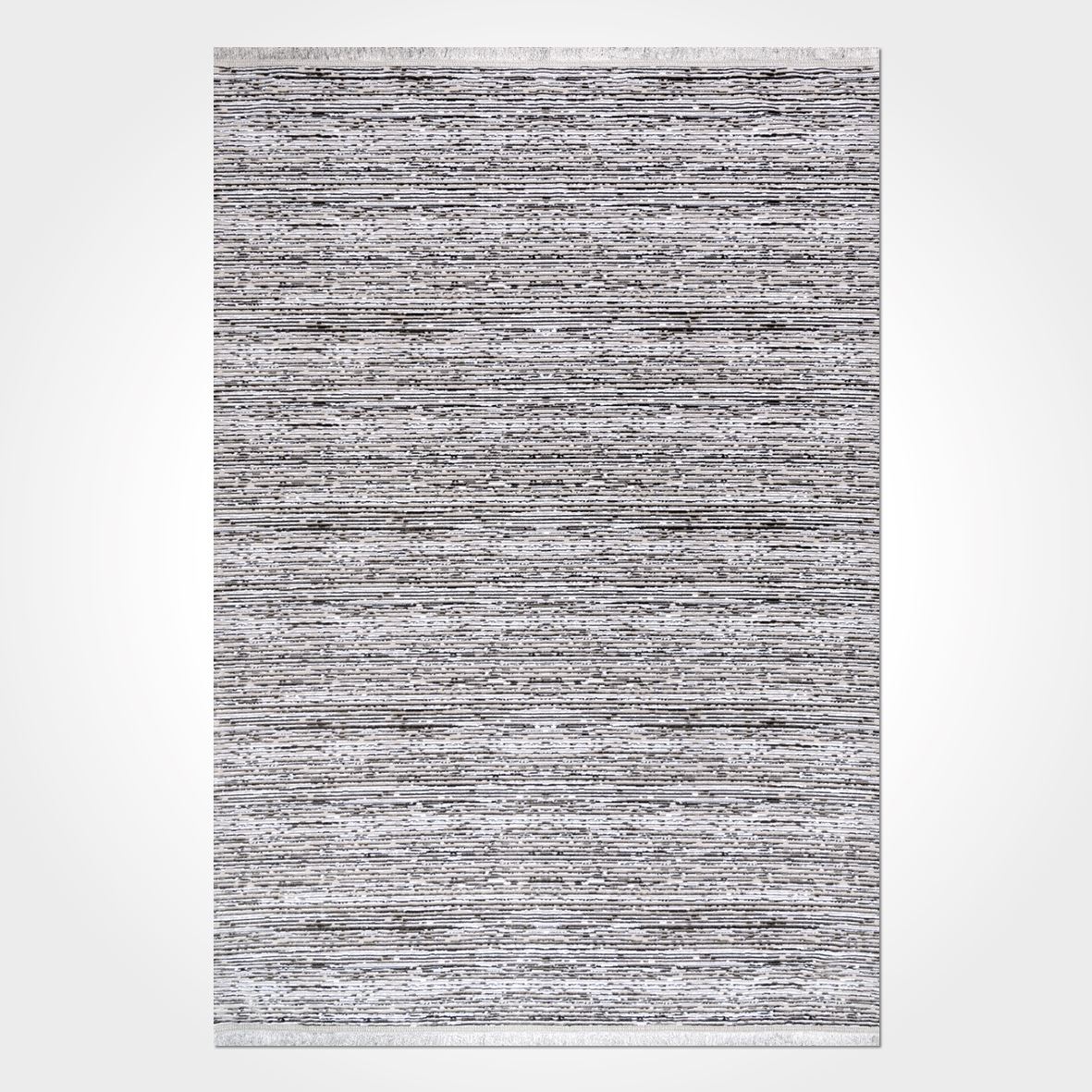 Grey Striped Area Rug - Machine Made Cotton Rug with Non Slip Pad, 6mm Pile Height