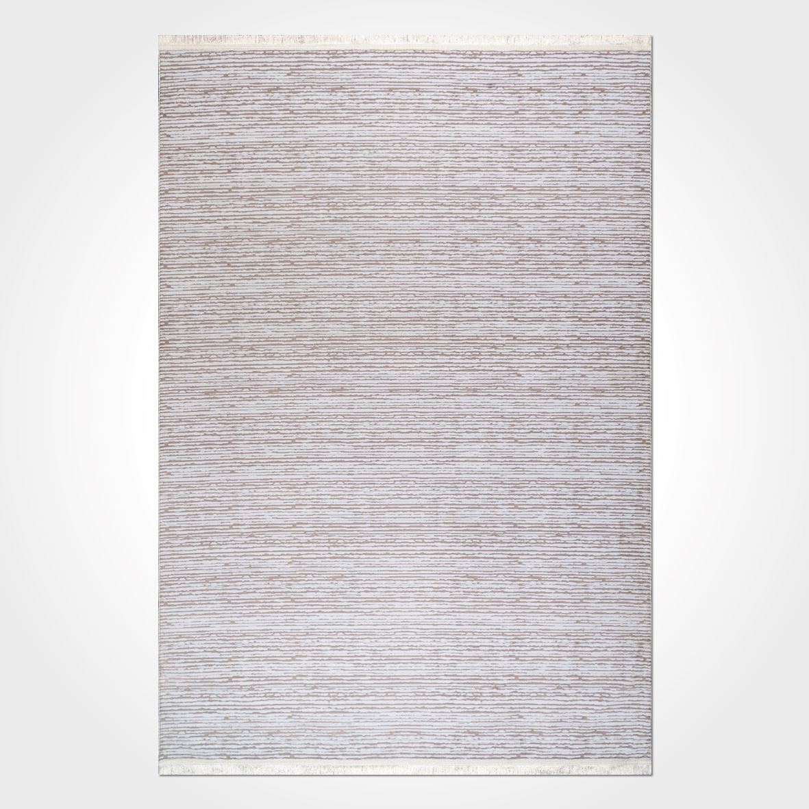 Cream Striped Area Rug – Machine Made Cotton Rug With Soft Pile Carpet