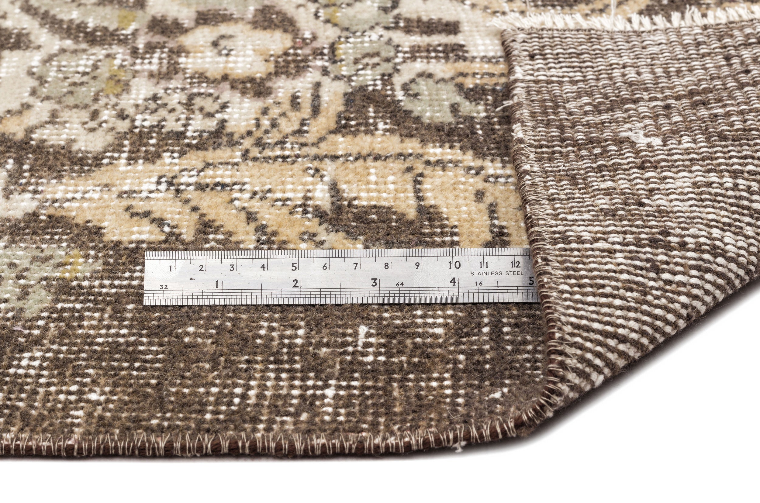 Atina Beige Vintage Wool Handmade Area Rug 5'9" x 9'0"