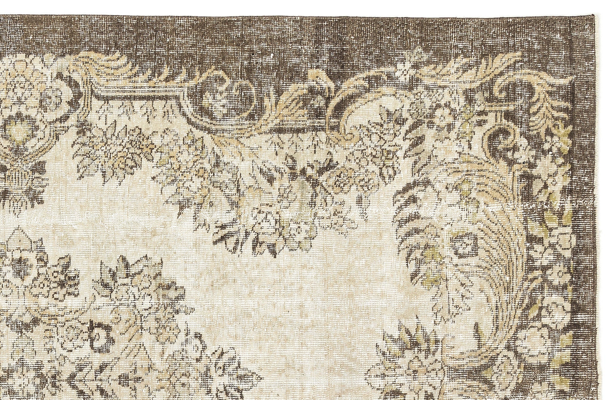 Atina Beige Vintage Wool Handmade Area Rug 5'9" x 9'0"