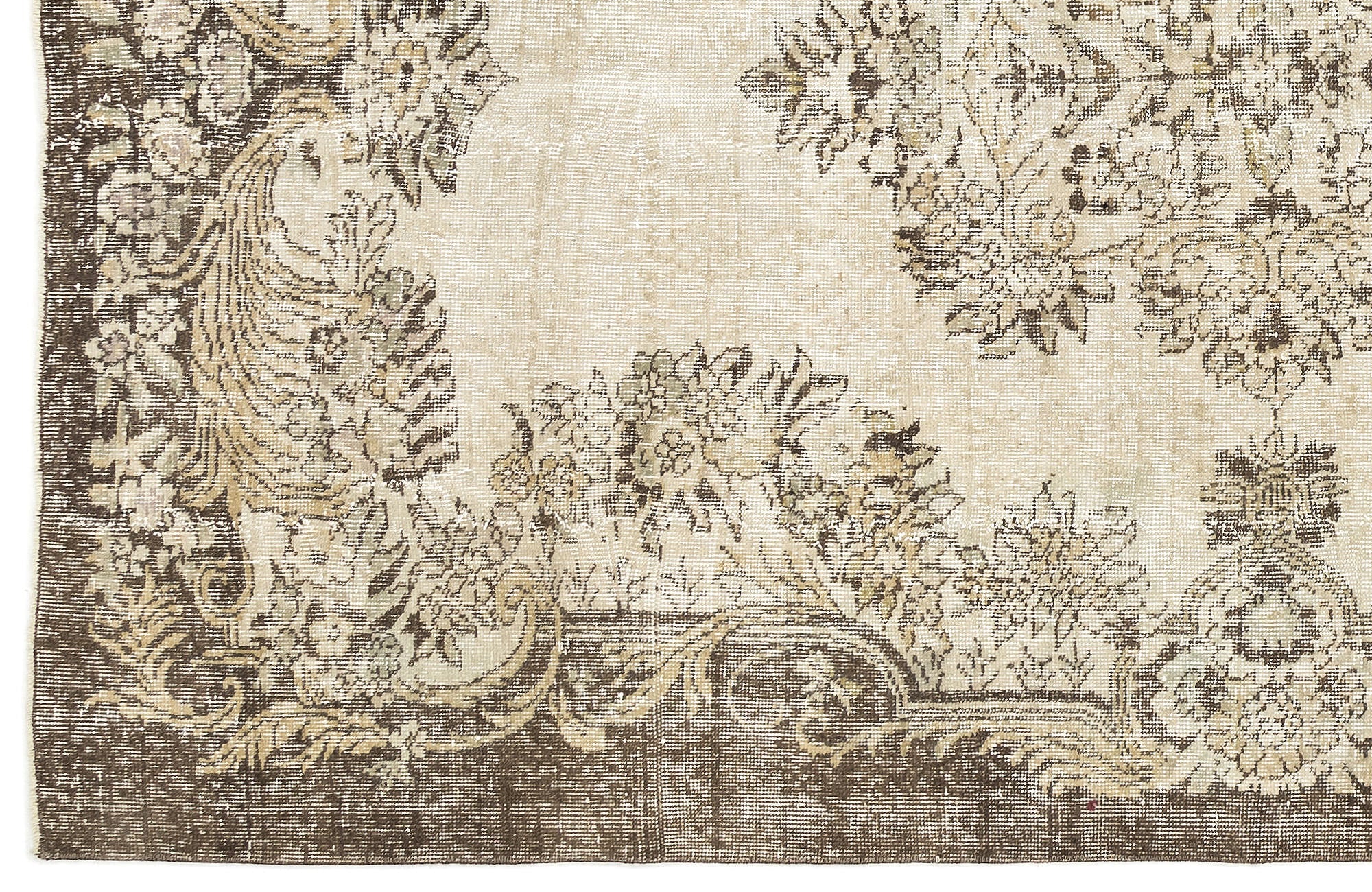 Atina Beige Vintage Wool Handmade Area Rug 5'9" x 9'0"