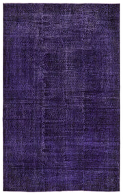 Atina Purple Vintage Wool Handmade Area Rug 5'5" x 8'10"
