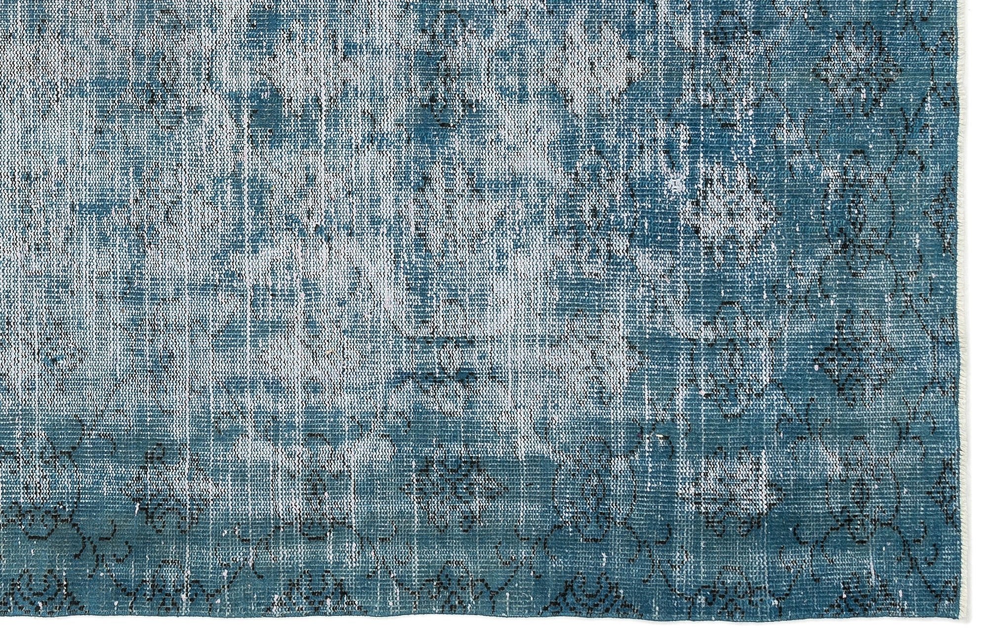Atina Turquoise Vintage Wool Handmade Area Rug 5'7" x 8'11"